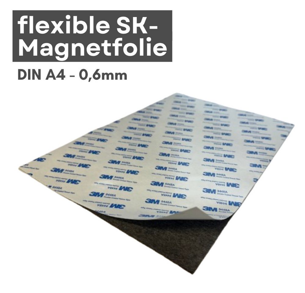 MaajeeKuto Magnet Magnetfolie 0,6 mm DIN A4 mit 3M Selbstklebung stark Ferrit Magnet (1-St)