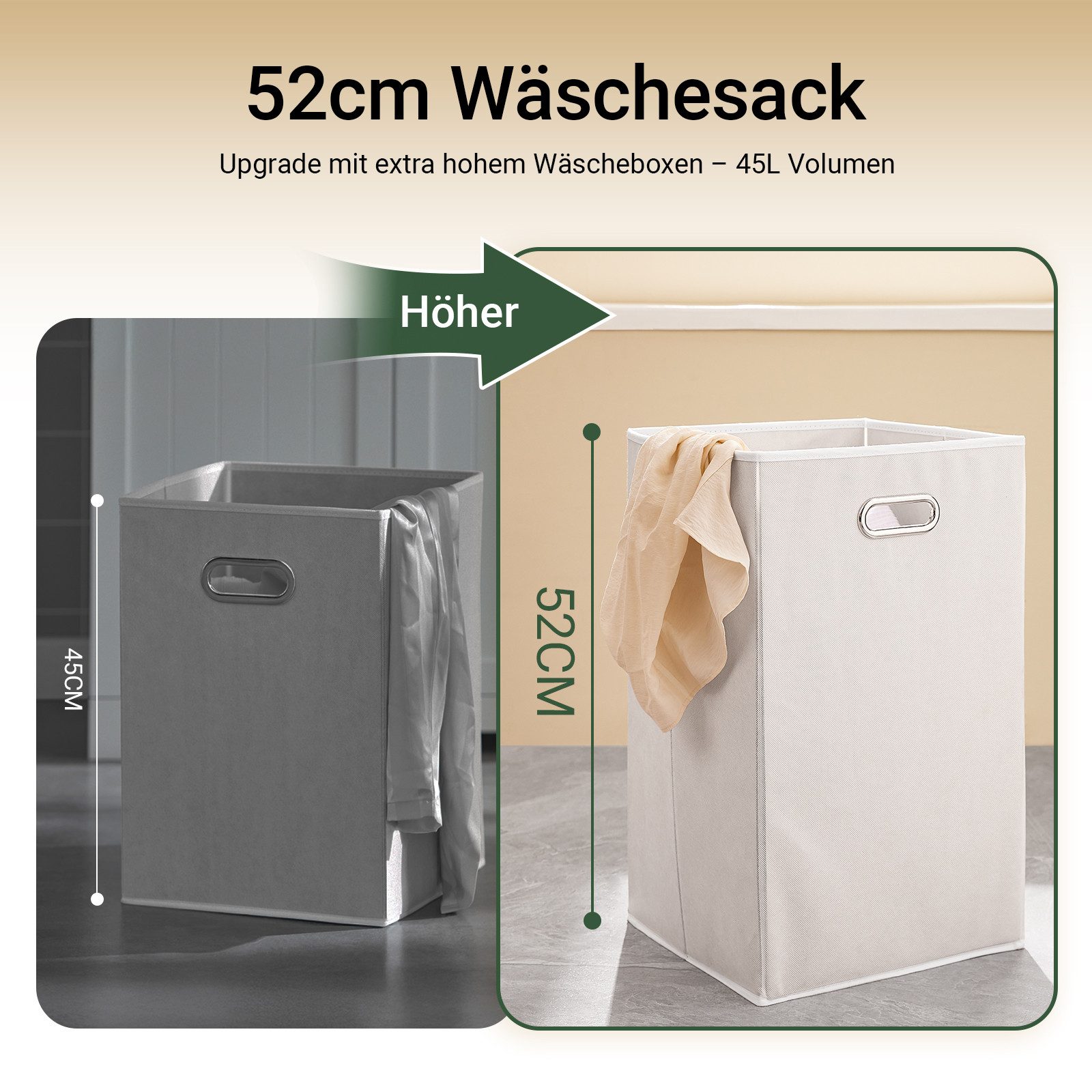 SoBuy Wäscheschrank DE1-BZR33, Badschrank mit Wäschekorb, Badkommode, Bad Waschküche Badezimmerschrank Wäscheschrank mit 2 Schubladen und 2 Wäscheboxen