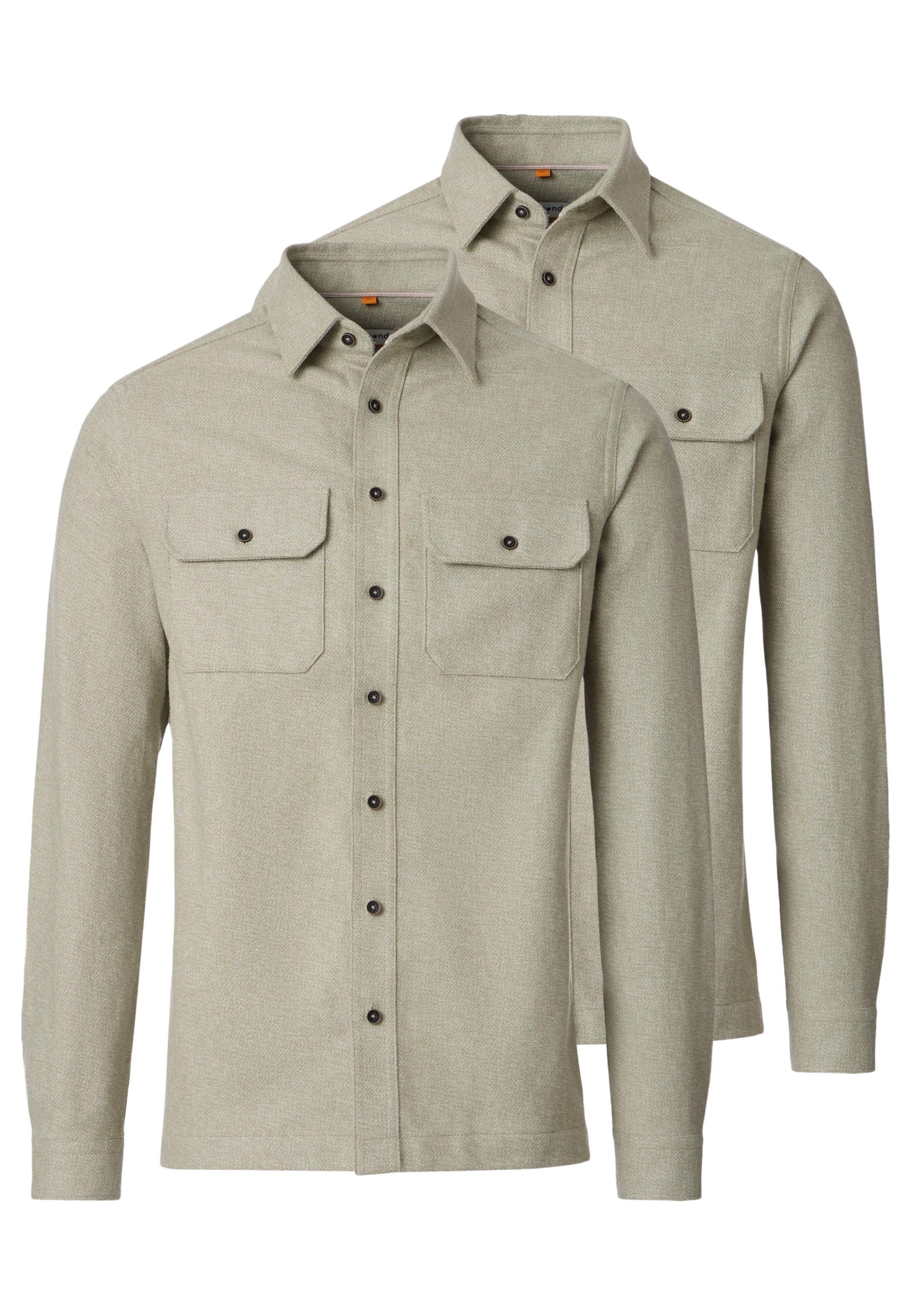 Redmond Flanellhemd 2er Pack Basic (Spar-Set, 2-tlg) Hemdjacke / Overshirt - Baumwolle - Atmungsaktiv - Aus weichem Flanell