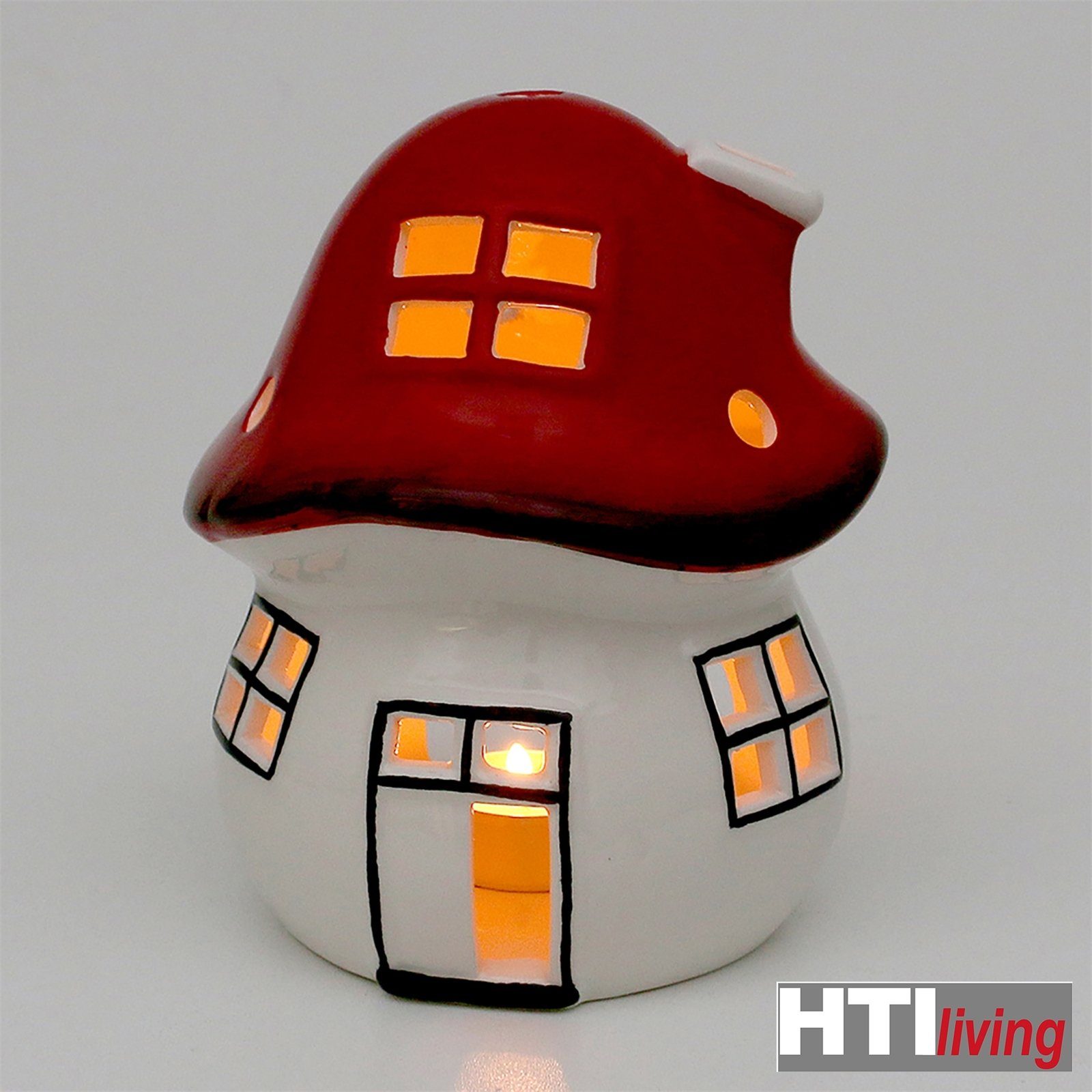 HTI-Living Windlicht Windlichthaus Keramik Fliegenpilz