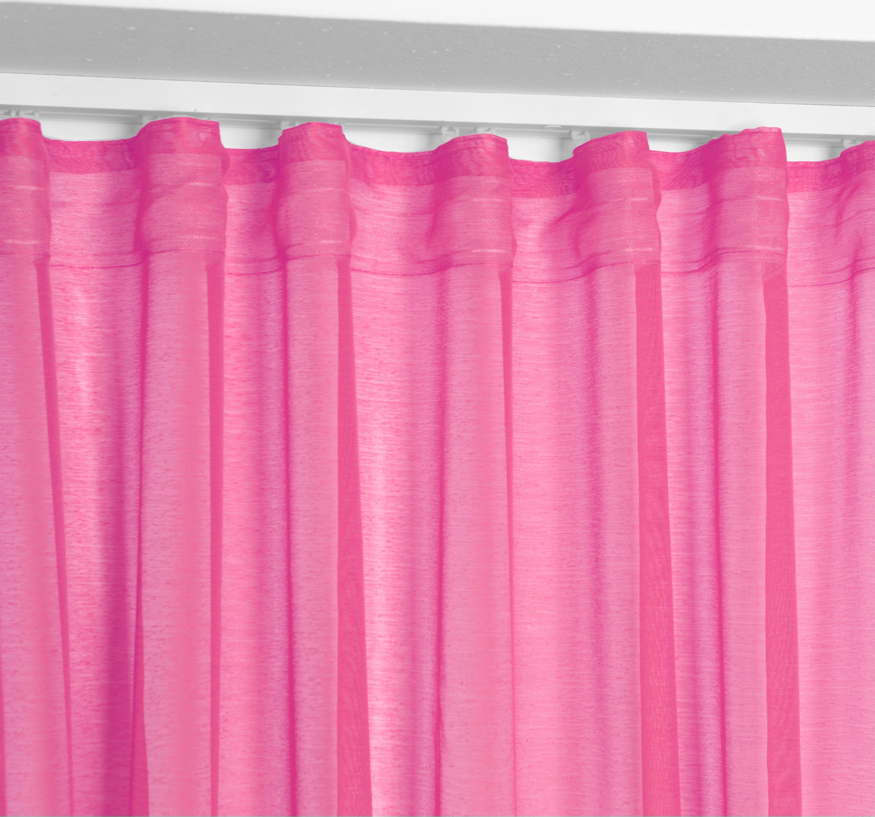 Dolly, mit Kräusel- Transparente Aufhängung, St), und transparent Kräuselband (1 Gardine Beautex, Fuchsia Gardine wählbar Ösen-