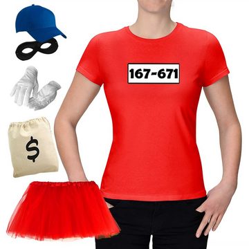 Jimmys Textilfactory Kostüm T-Shirt Panzerknacker Deluxe+ Kostüm-Set Tütü Karneval Fasching XS-3XL, Shirt+Cap+Maske