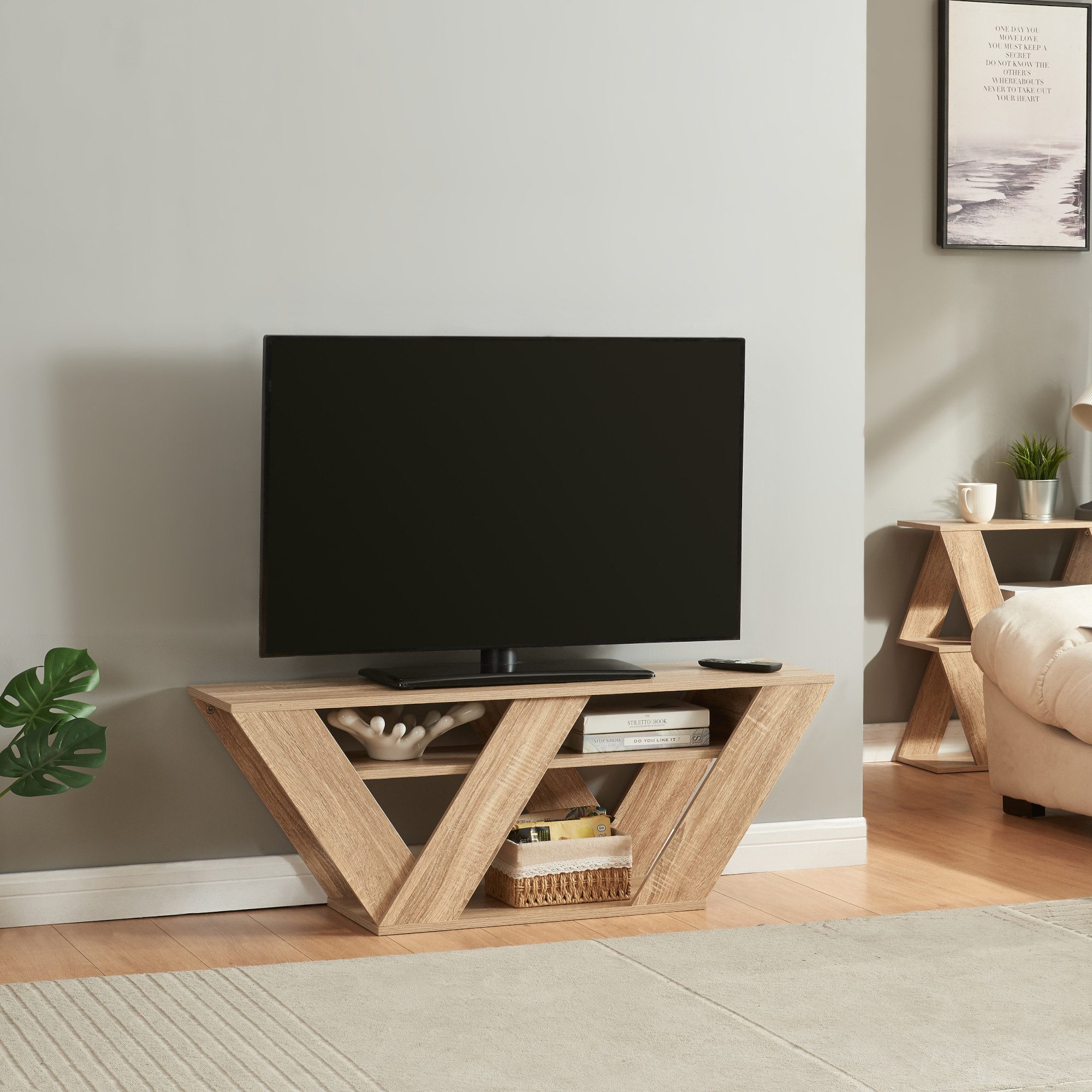 en.casa Lowboard, »Nome« Fernsehtisch 110x30x40cm Eicheoptik günstig online kaufen