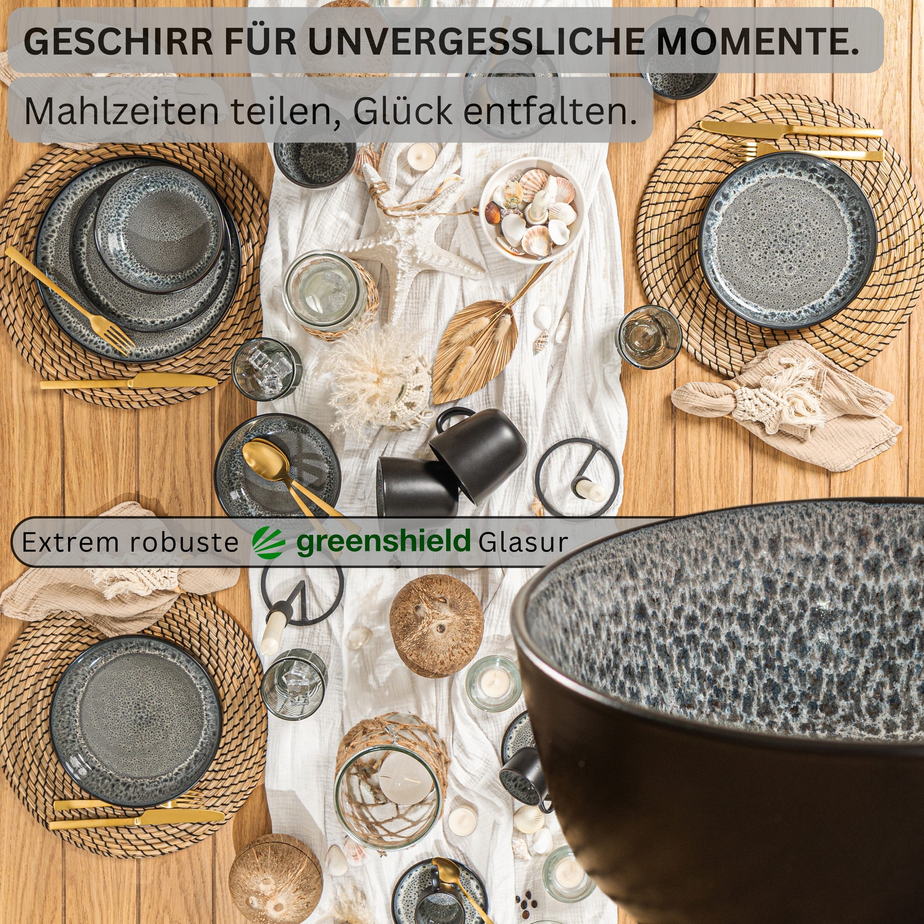 SÄNGER Teller Set Sydney, (6 St), 6 tlg. Schalen, Steingut, Grau, Handmade, VALUE COLLECTION