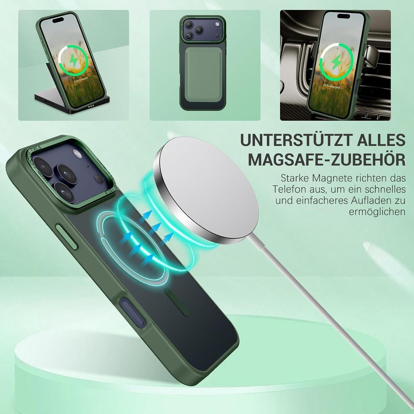 CoolGadget Handyhülle Magnet Hülle für iPhone 17 Pro Schutzhülle mit Metall Kamerarahmen 6,3 Zoll, magnetisches Schutzcase Matt Stoßfest kompatibel mit Magsafe  – Bild 4 von 5