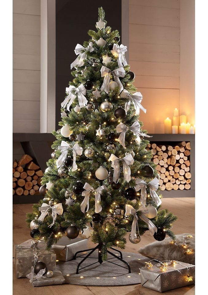 Filzoptik, Weihnachtsdeko, LED-Beleuchtung Christbaumschmuck, cm, grau Star-Max Weihnachtsbaumdecke mit Ø 90