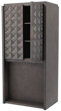 Casa Padrino Weinschrank Luxus Weinschrank Mokkafarben / Bronze 81,5 x 56 x H. 171 cm - Massivholz Barschrank mit 2 Türen und 3D Effekt in den Fronten - Barmöbel - Luxus Qualität
