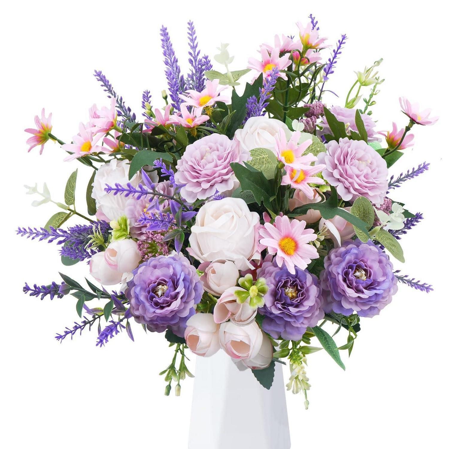 Kunstblumenstrauß Künstlicher Blumenstrauß Lila/Rosa/Champagner, LuxusKollektion, Höhe 35 cm