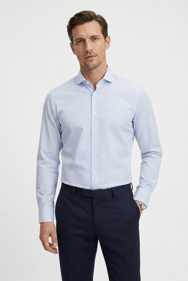 BOSS Businesshemd HANK Kentkragen, Regular Fit, gestreift, Baumwollmischung