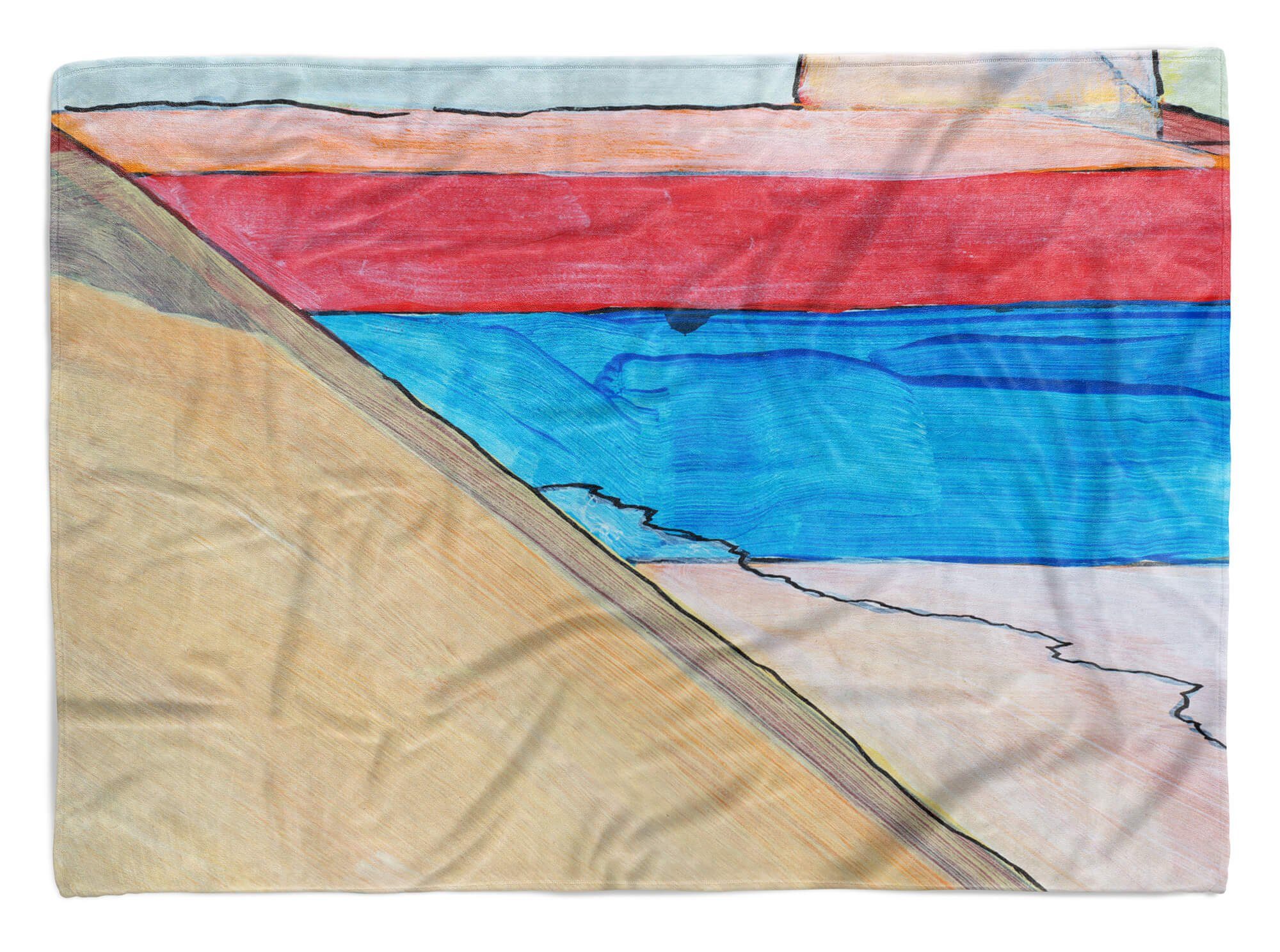 Farben Kunstvoll, mit (1-St), Fotomotiv Strandhandtuch Saunatuch Handtuch Handtuch Kuscheldecke Sinus Handtücher Art Baumwolle-Polyester-Mix