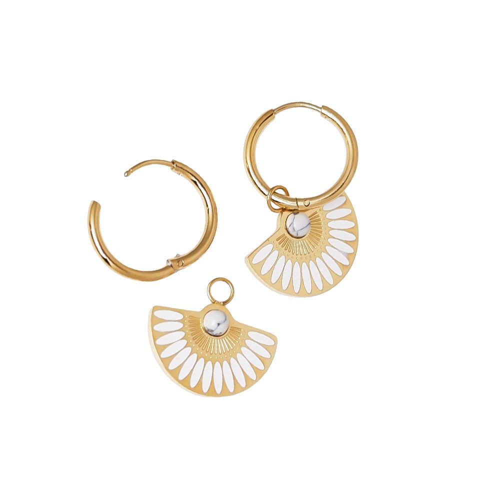 SHELAGO Creolen-Set aus Edelstahl mit Einhänger (inkl. Geschenkverpackung), 2 in 1 Damen Ohrringe