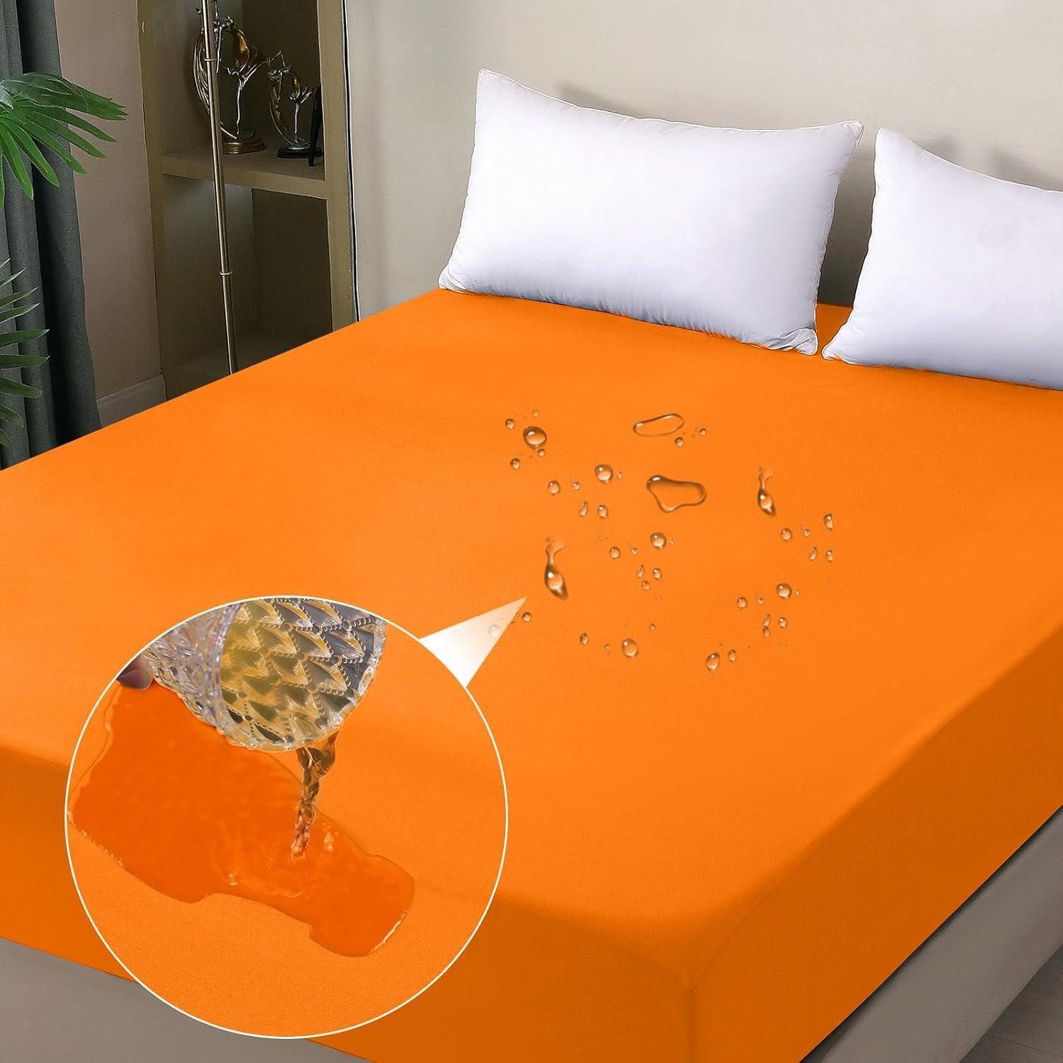 Inkontinenzauflage Matratzenschoner wasserdicht Spannbettlaken Orange 140×200cm LuxusKollektion