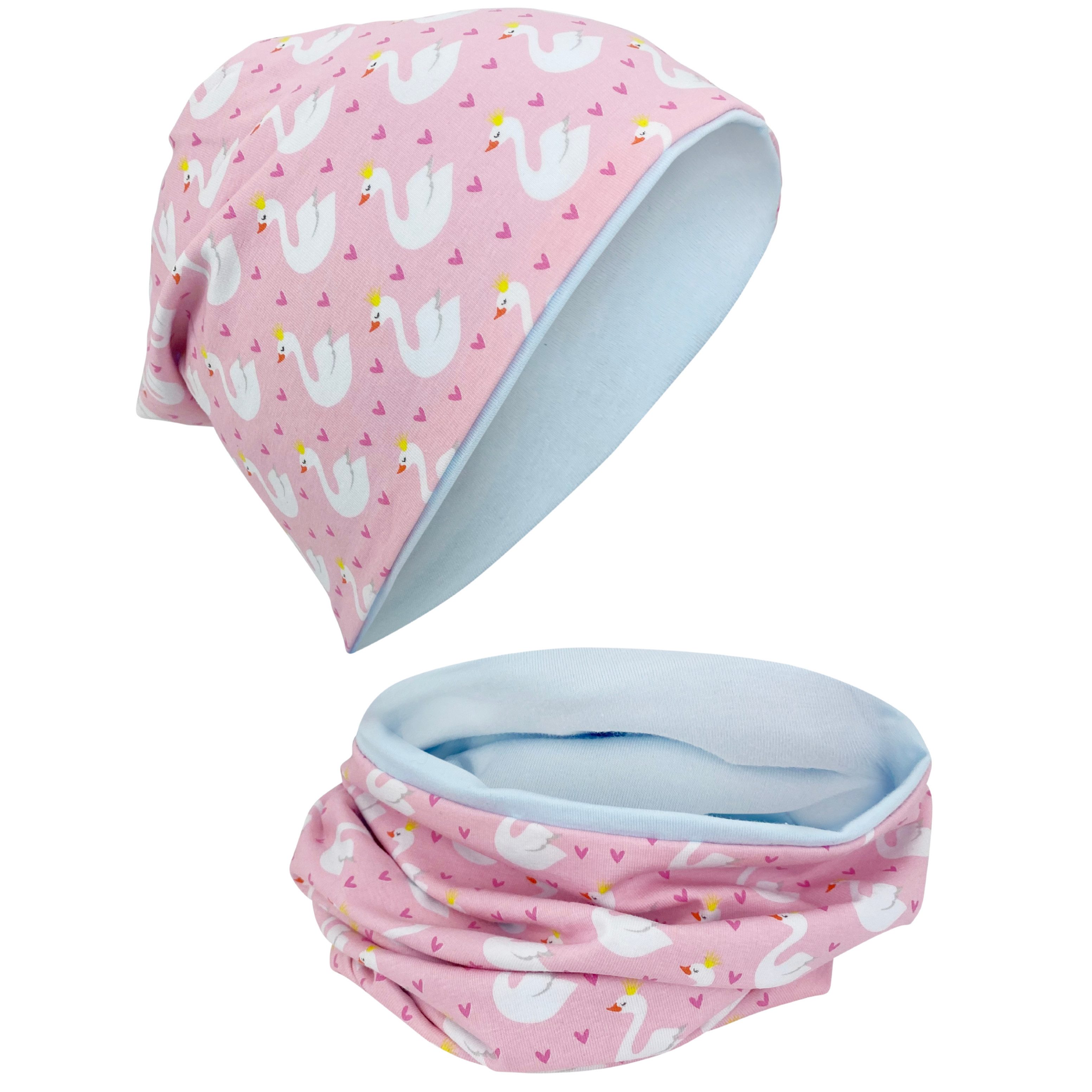 HECKBO Beanie HECKBO Kinder Mädchen Jungen Beanie Mütze & Loop-Schal Set