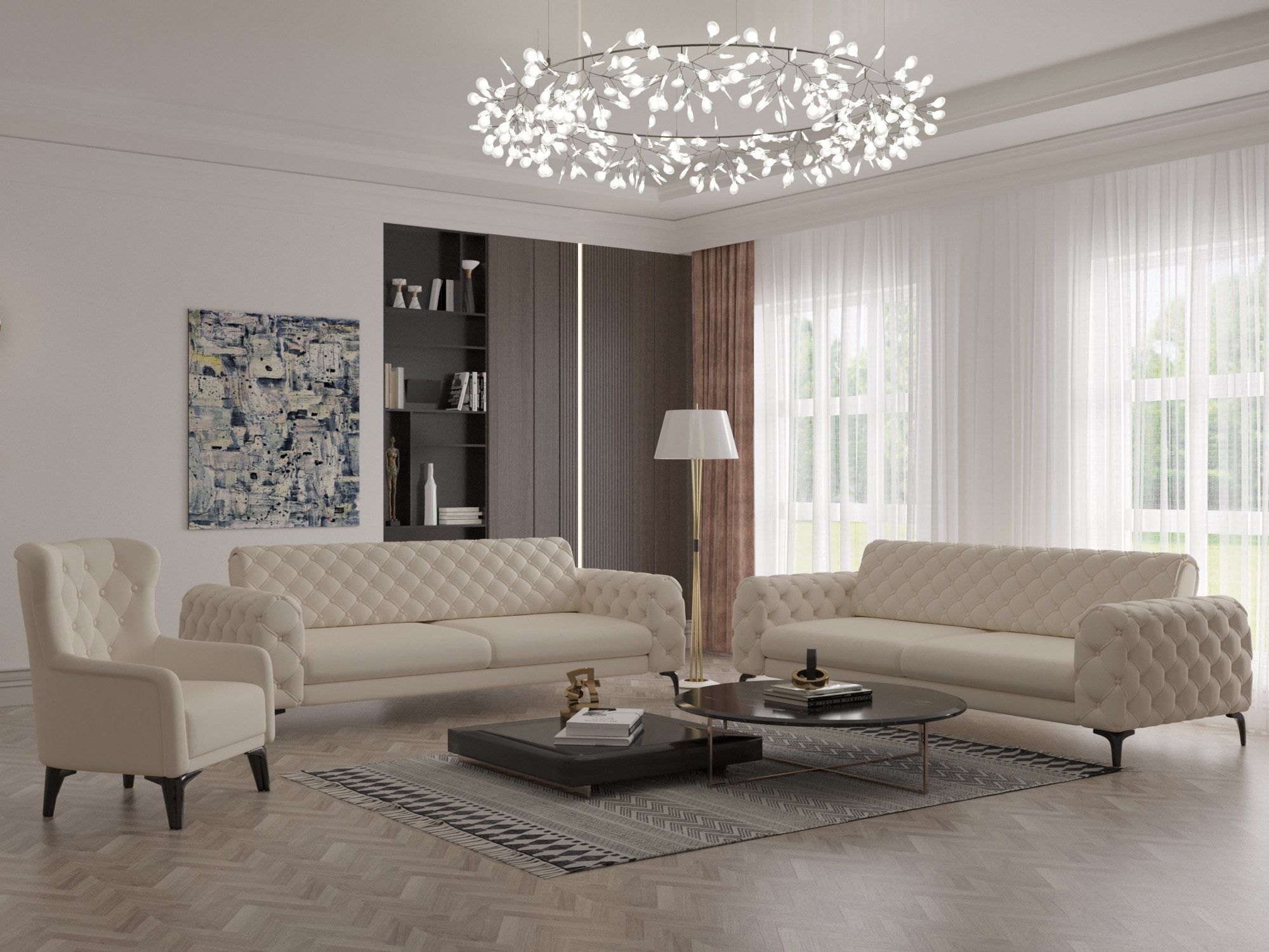 Möbeldreams Chesterfield-Sofa Sofa-Set Arizona Chesterfield Schlaffunktion günstig online kaufen
