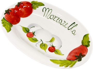 Lashuma Servierteller Tomate Mozzarella, Keramik, (1-tlg., 31 x 20 cm), Handgemachter Obstteller oval aus Italien