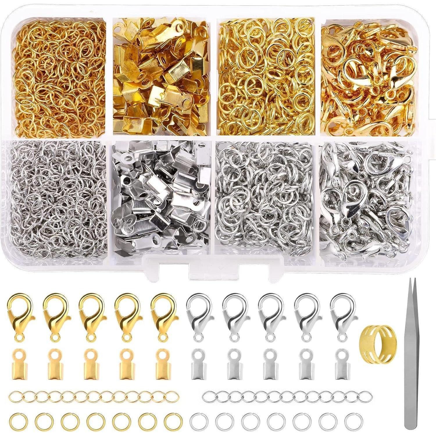 LuxusKollektion Kettenverlängerung Kettenverschluss 300 Stück Armband Biegeringe Karabiner Gold Silver