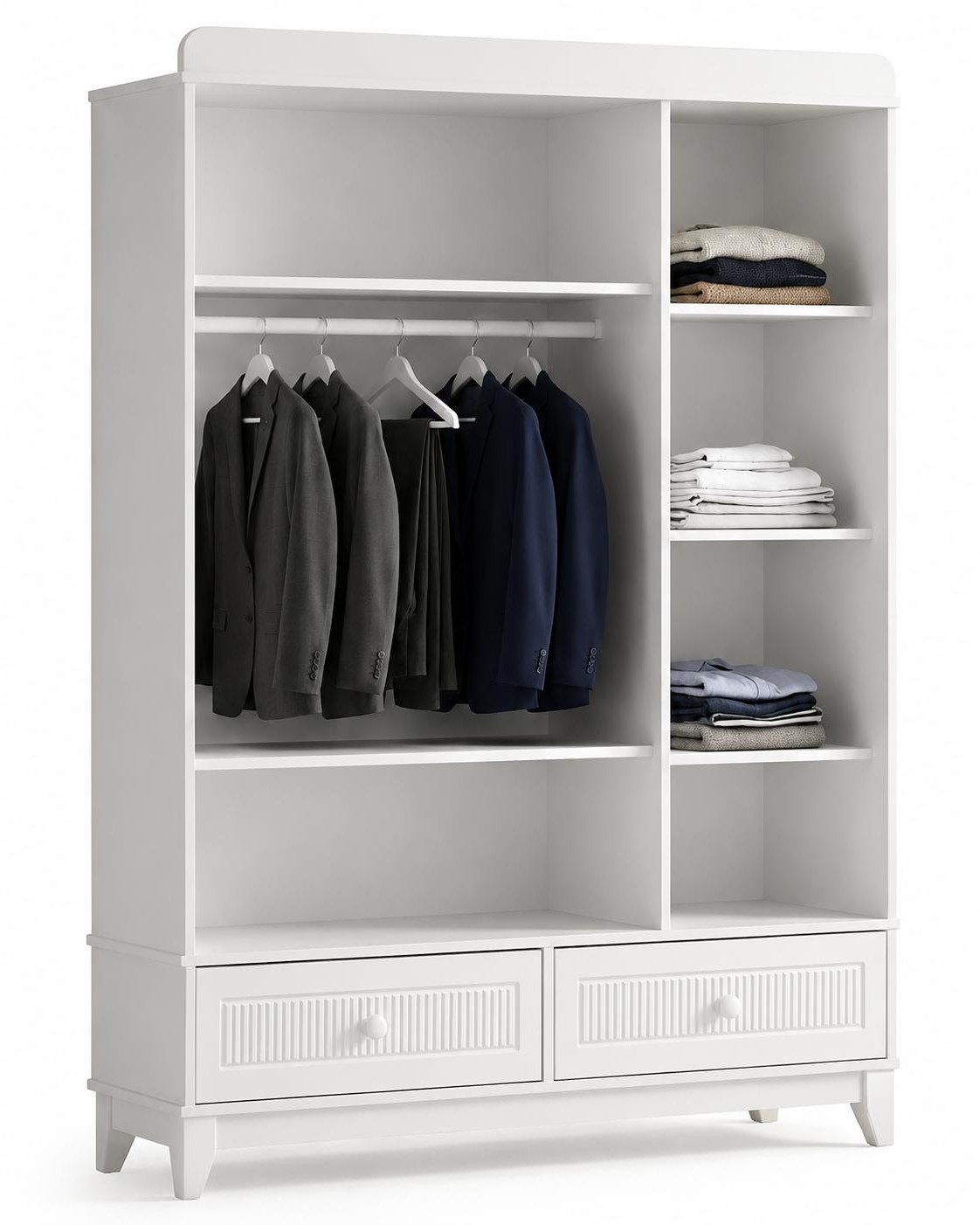Xlmoebel Kinderkleiderschrank Skandinavischer Kinderkleiderschrank in Weiß mit Schubladen (Skandinavischer Kinderkleiderschrank, 3-türig) Made in Europa