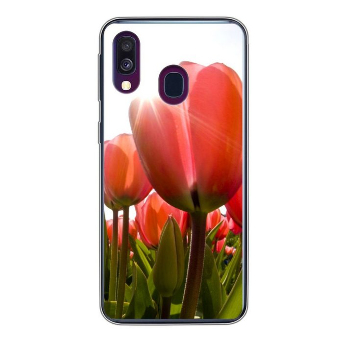 MuchoWow Handyhülle Blumen - Tulpen - Sonne Handyhülle Samsung Galaxy A40 Smartphone-Bumper Print Handy