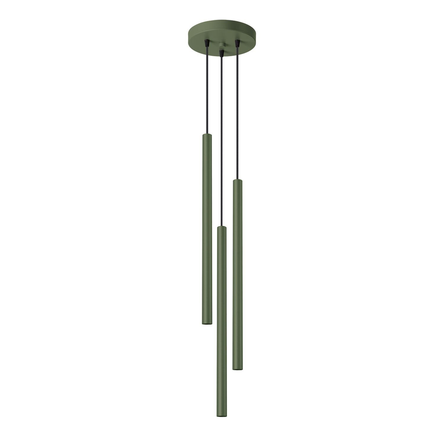 Licht-Erlebnisse Pendelleuchte PETERA, ohne Leuchtmittel, Metall G9 B: 195 cm H: max. 104 cm Olivgrün 3-flammig Modern