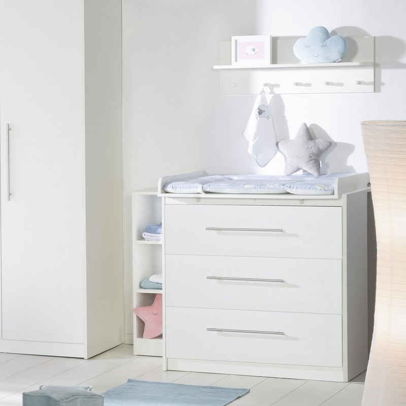 roba® Babymöbel-Set Maren, (Spar-Set, Babybett 70x140 cm & Wickelkommode), schmale Wickelkommode - Gitterbett: umbaubar, höhenverstellbar