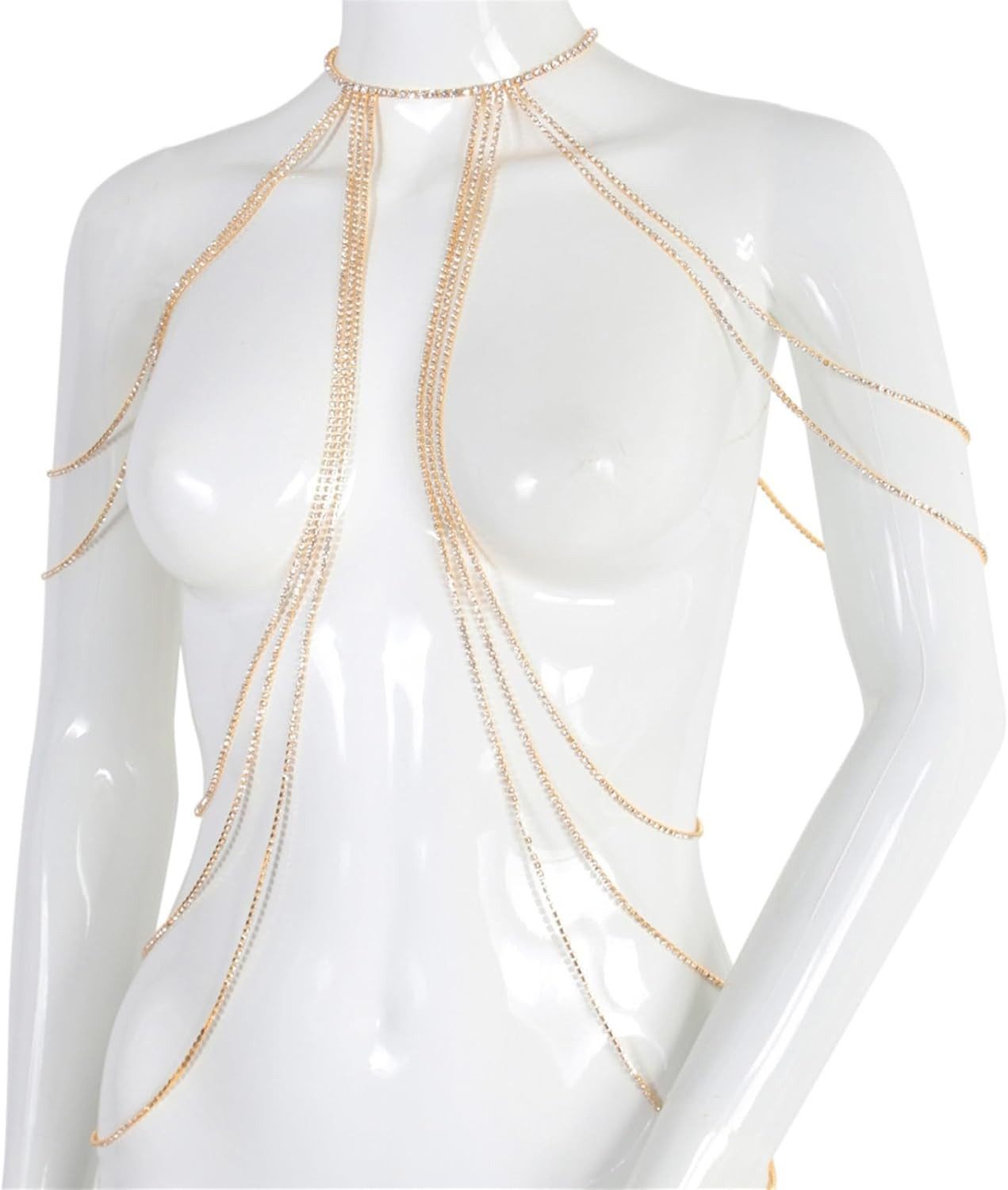 RWEUOQ Kettengürtel Glänzende Schulter-Körper-Ketten, Brust-Ketten (Women's günstig online kaufen