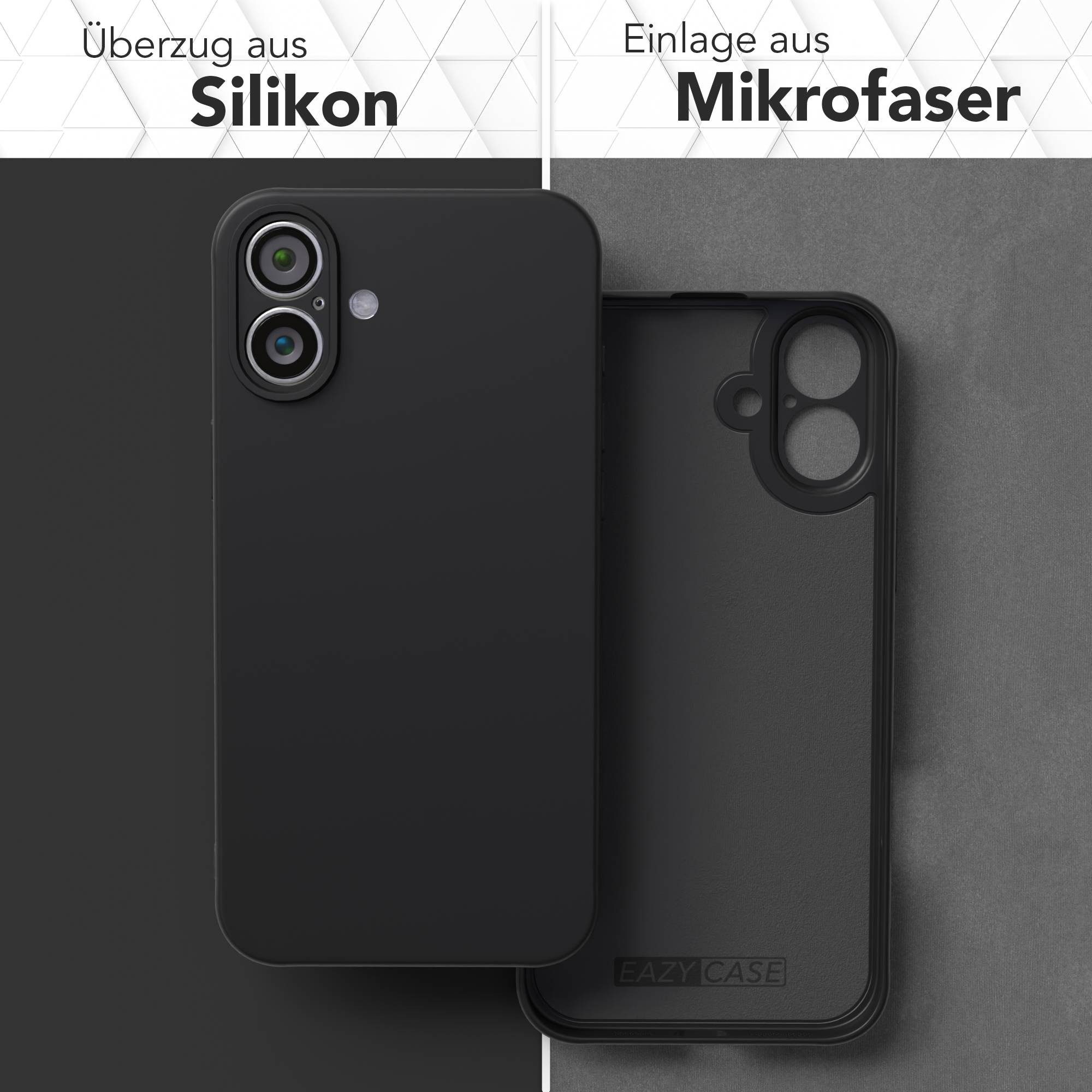 EAZY CASE Handyhülle für Apple iPhone 16 Plus Hülle Silikon 6,7 Zoll, Silikon Schutzhülle mit Kameraschutz kratzfest Back Cover Etui Schwarz – Bild 3 von 5