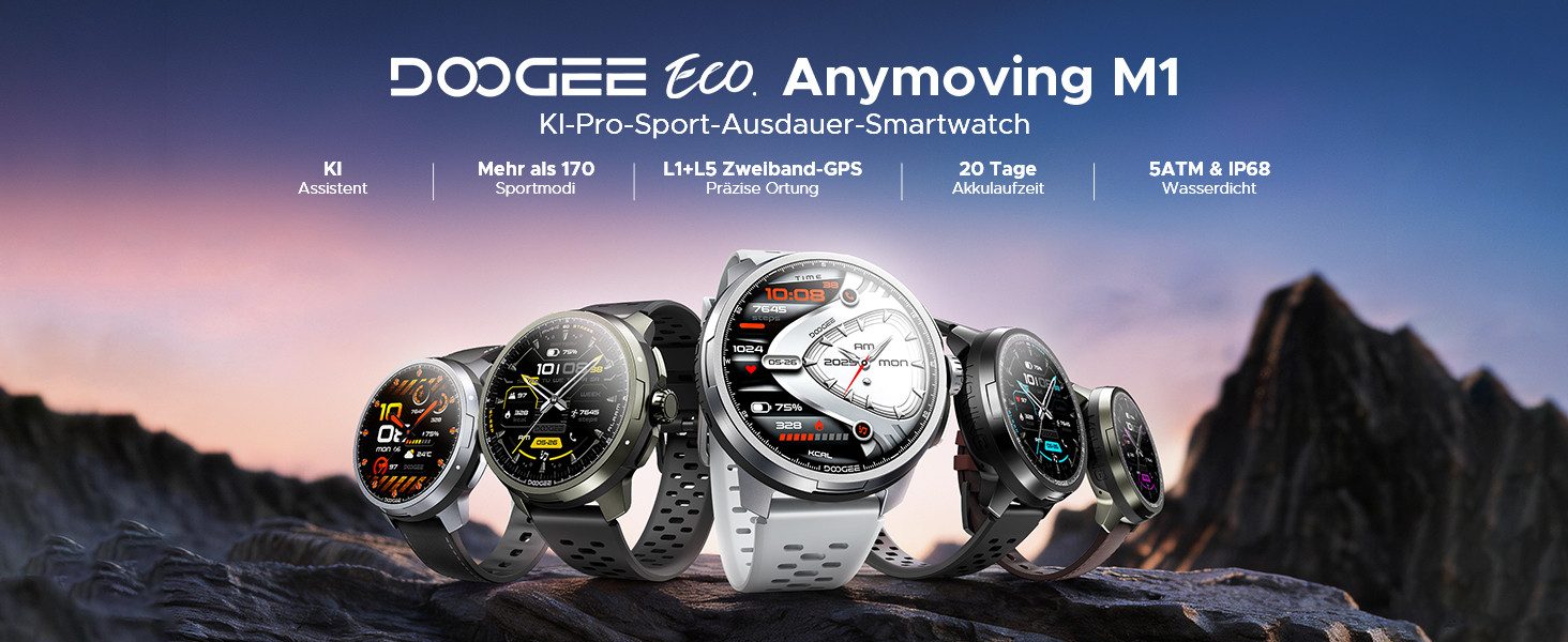 DOOGEE Smartwatch GPS 4G AMOLED Outdoor Fitnessuhr Telefonfunktion Watch, Bluetooth, GPS-Ortung, SOS, IP68, Aktivität, Videochat, GPS-Ortung, SOS, Videochat, Aktivität, IP68, Bluetooth