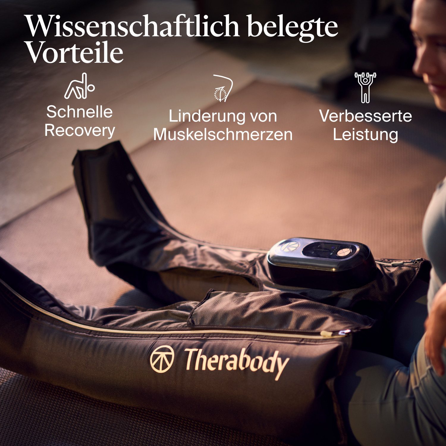 Therabody Massagegerät Gr. M, RecoveryAir JetBoots Prime Kompressions-Stiefel, Medium, lindert Muskelschmerz, fördert Regeneration, Leistung, Flexibilität