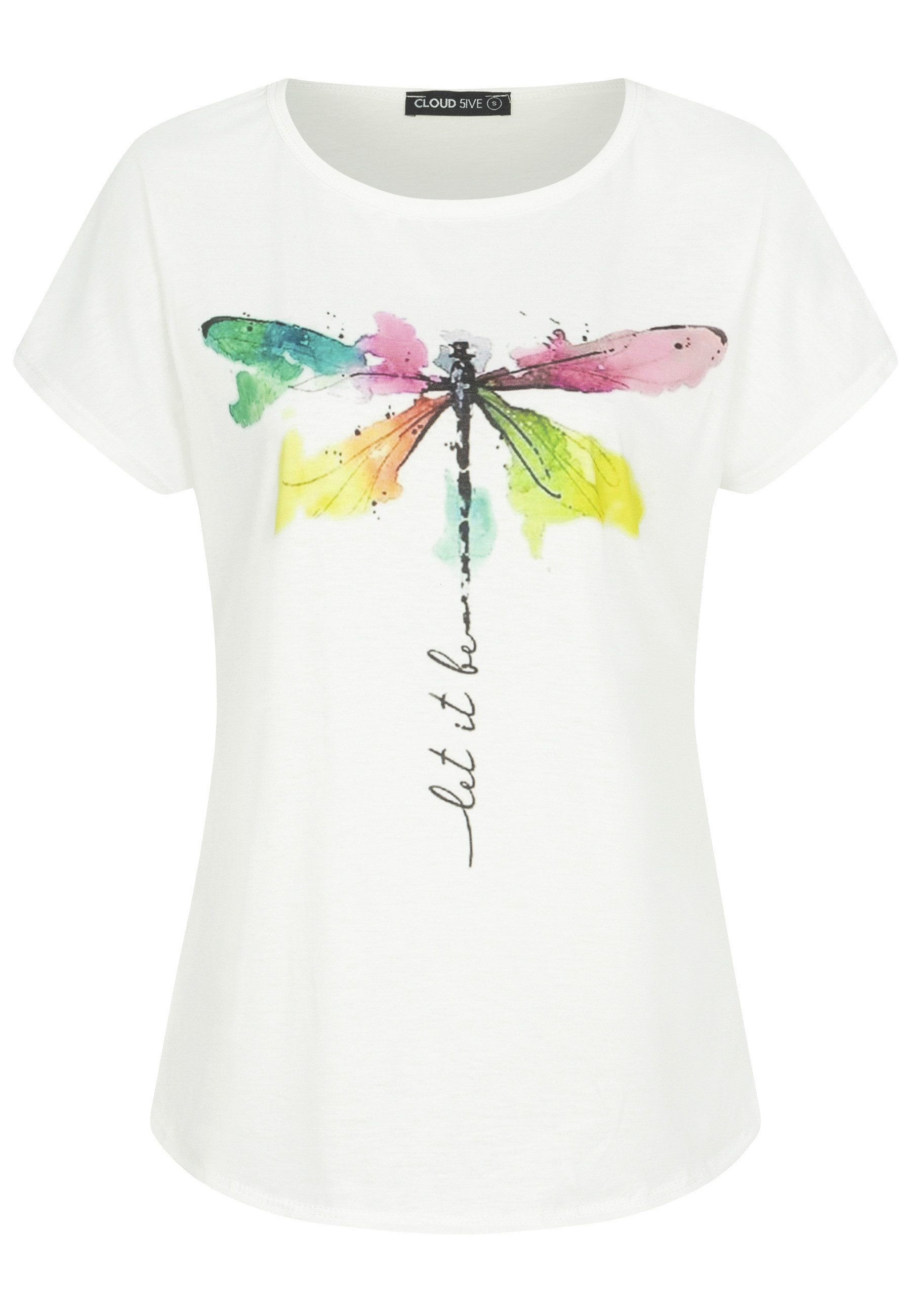 CLOUD 5IVE T-Shirt CLOUD 5IVE Cloud5ive Damen Viskose T-Shirt mit Libellen Print (1-tlg)