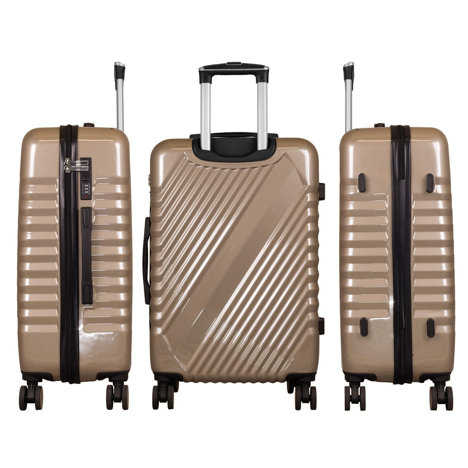 Trendyshop365 Hartschalen-Trolley Hartschalenkoffer Genua S Handgepäck Trolley 4 Rollen, 4 Rollen, robust, leicht, kratzunempfindlich, modernes Design