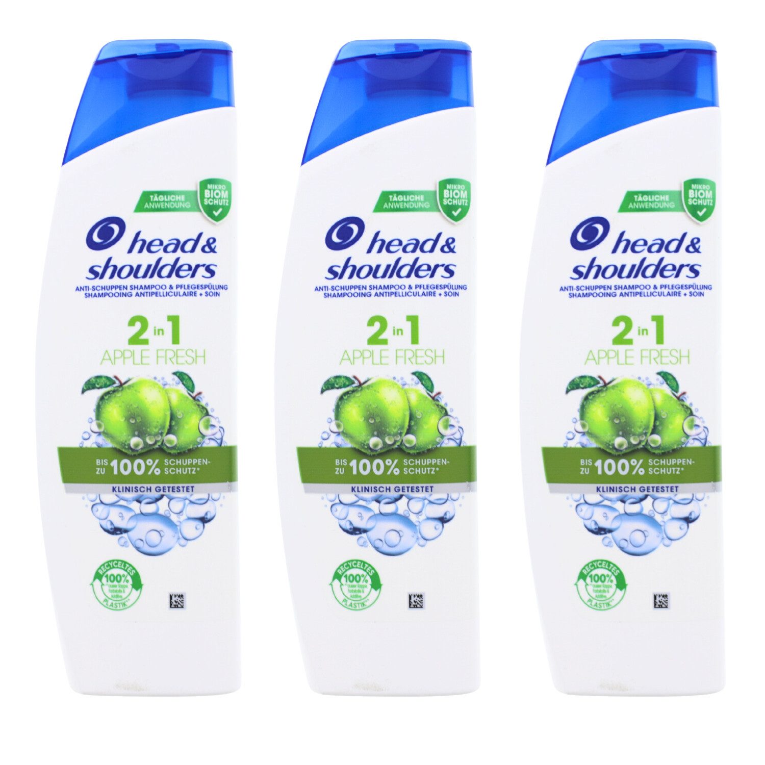 Head & Shoulders Haarshampoo 3 x Head & Shoulders Apple Fresh 2in1 Anti Schuppen Shampoo & Pflegesp