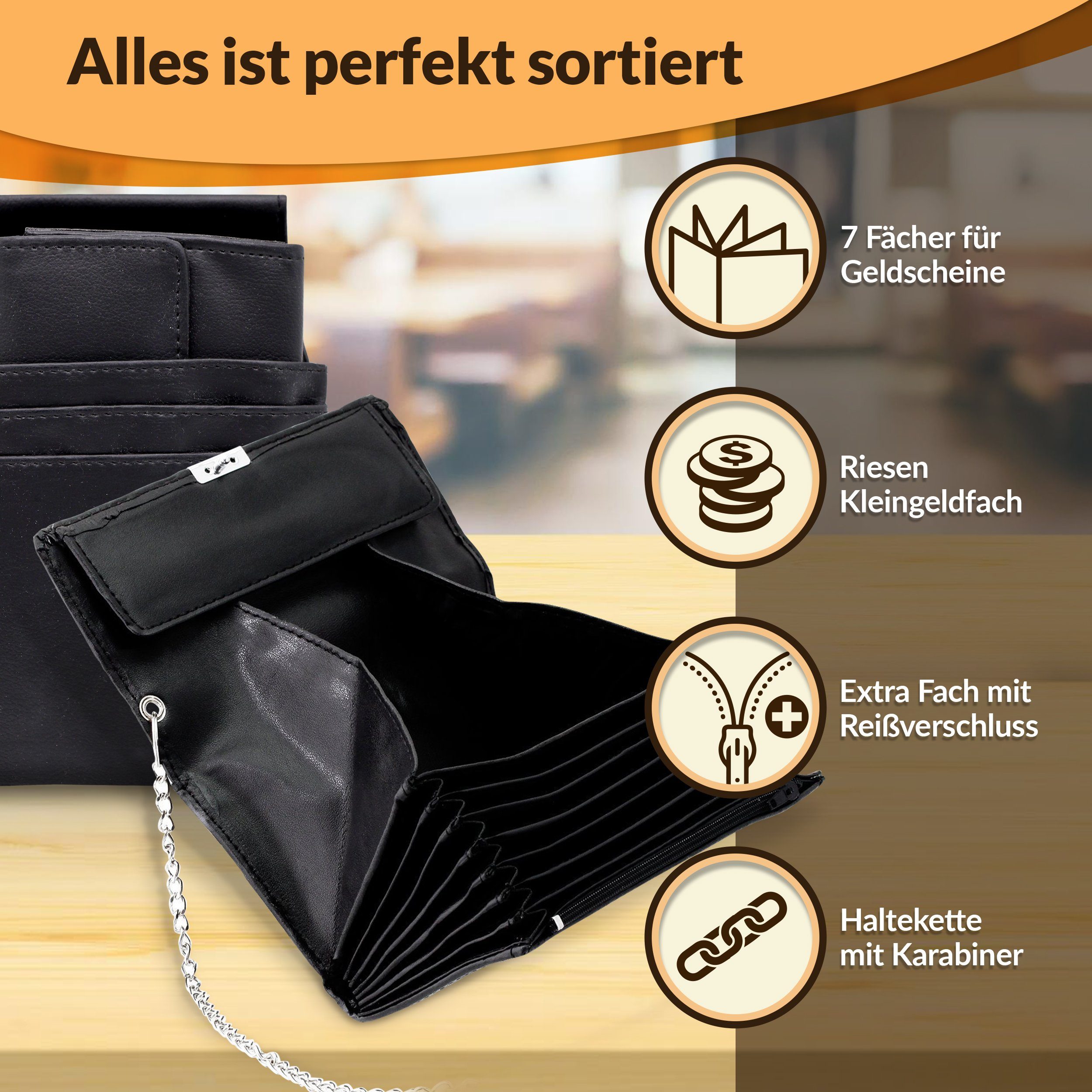 Oramics Kellnerbörse Kellnerbörse mit Kellnertasche Kette Gastro Geldbeutel günstig online kaufen