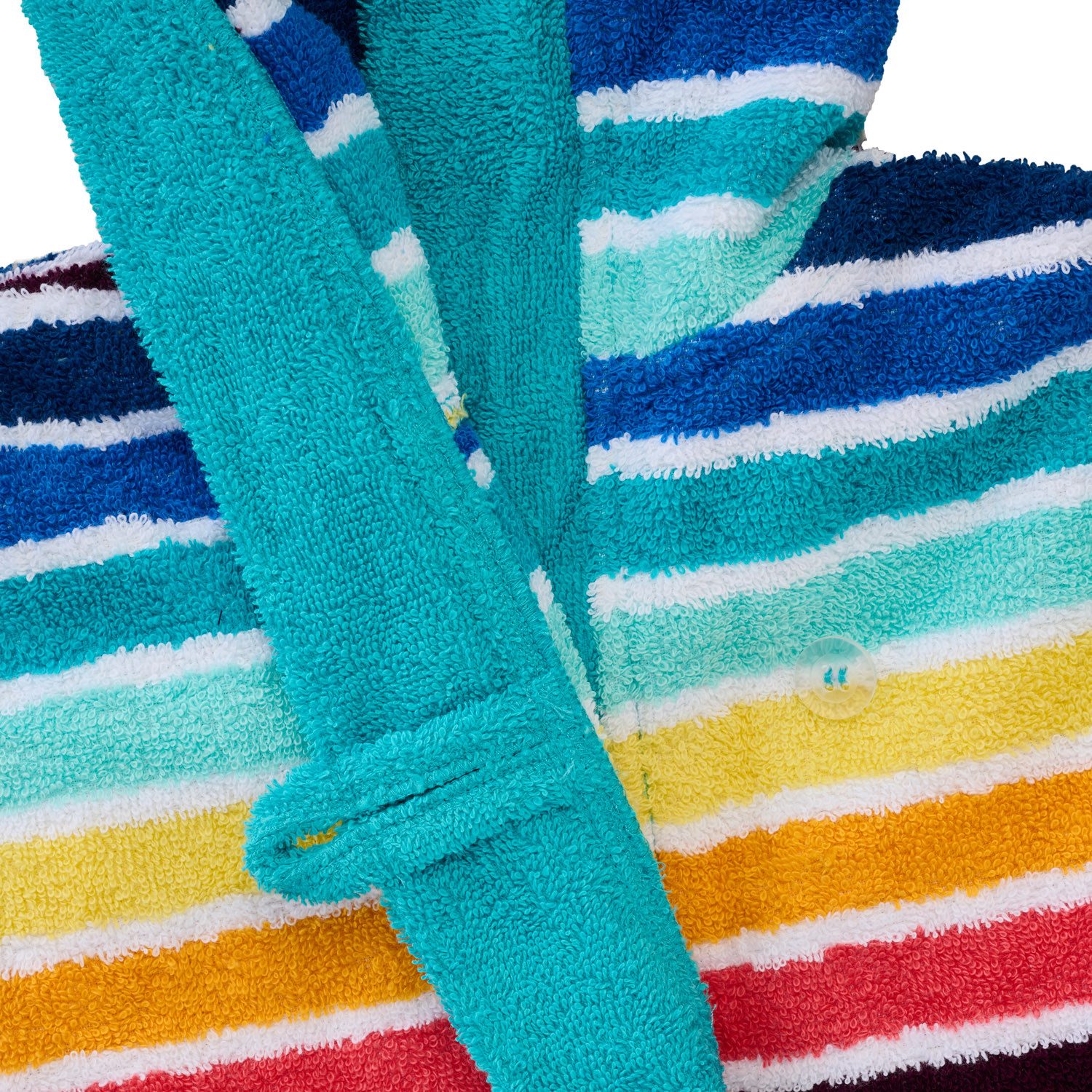 JAKO-O Kinderbademantel JAKO-O Kinder Bademantel Blockstreifen, bunt gestreift, Frottier, Mit Kapuze, Eelastischer Gürtel mit Klickverschluss – Bild 3 von 5