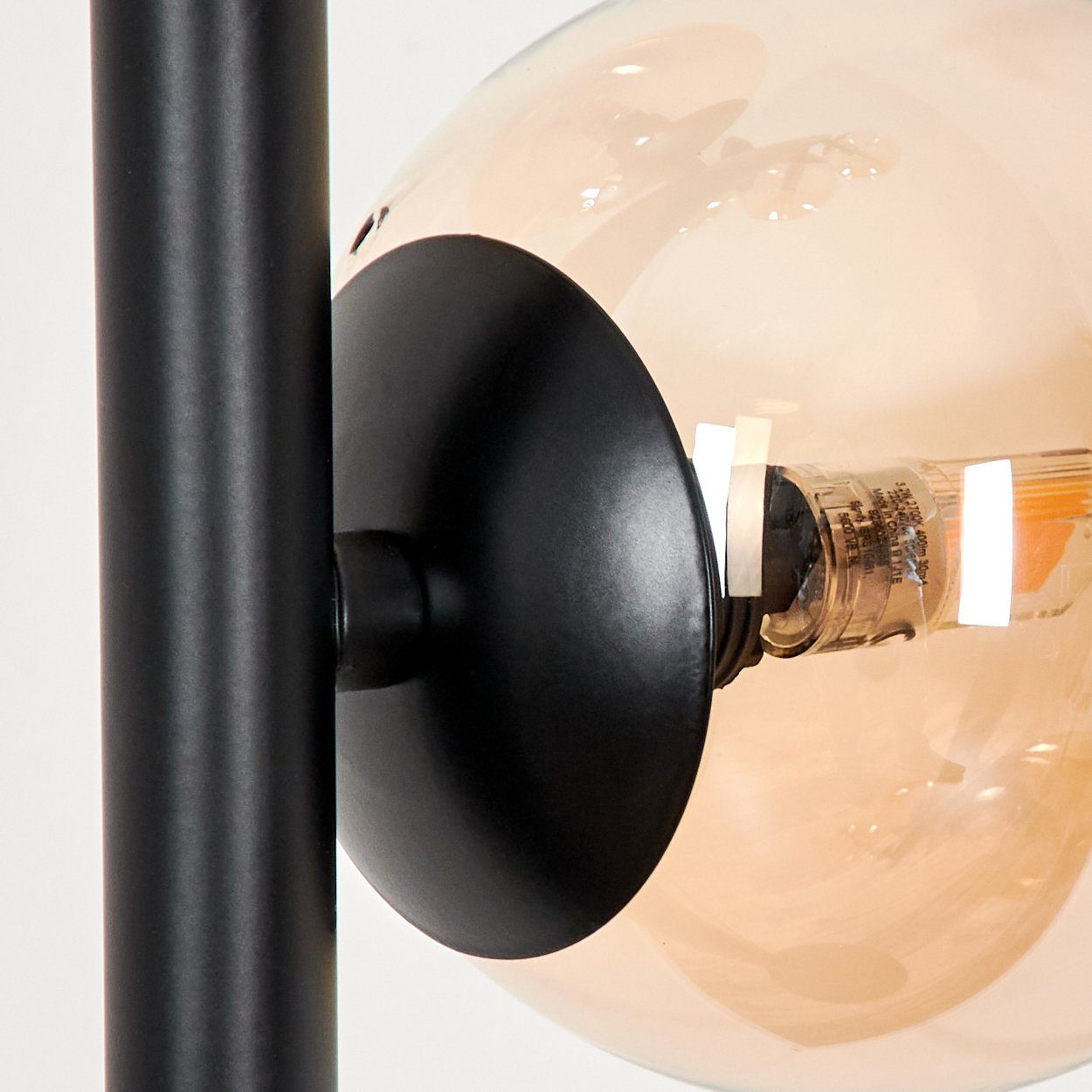 Schwarz/Bernsteinfarben, aus x Leuchtmittel, ohne G9, hofstein aus Metall/Glas Glas, im Leuchtmittel Stehlampe ohne Standlampe 6 Retro-Design Stehlampe in