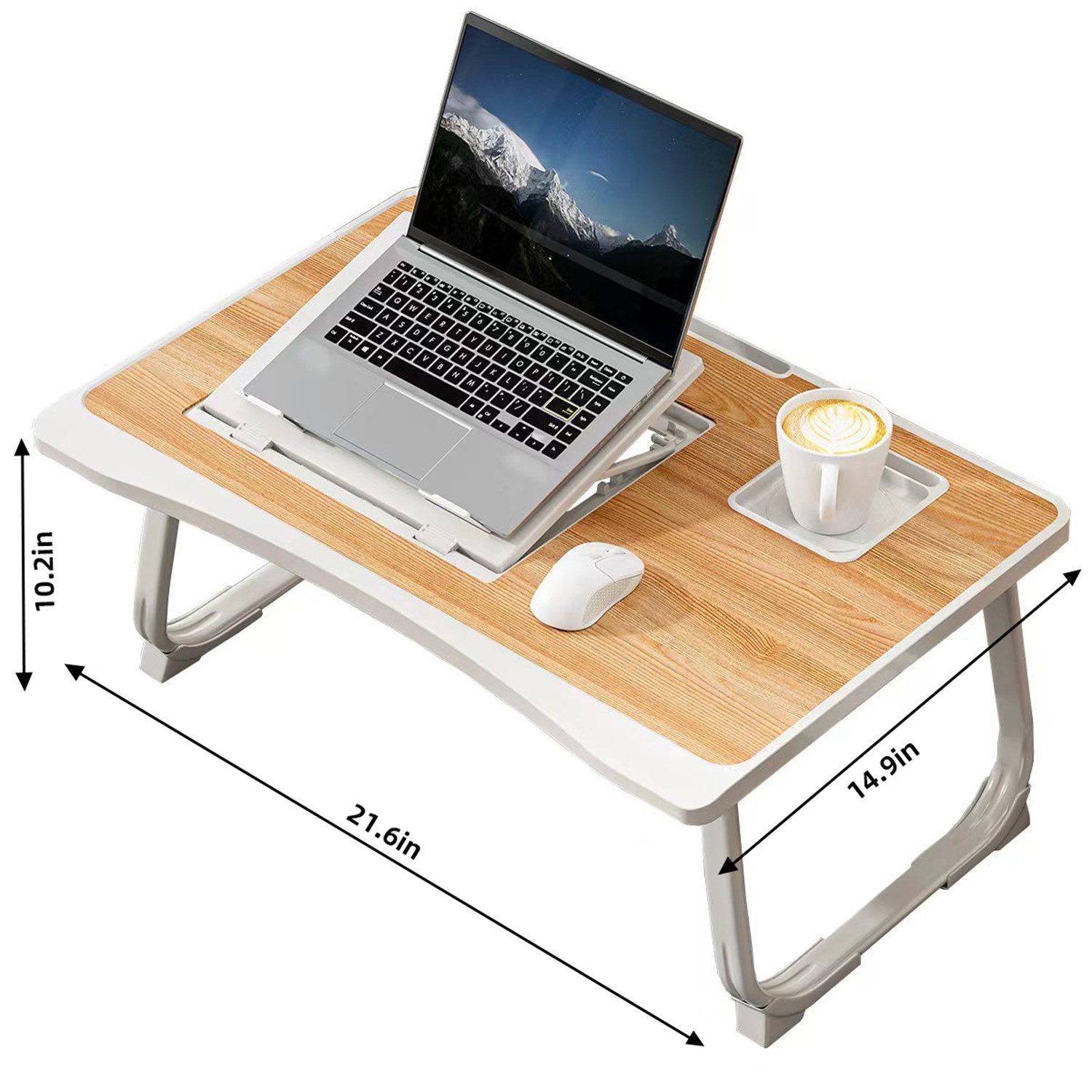 GLP Laptoptisch Betttisch klappbar, Höhenverstellbarer Laptop Tisch 56 x 39cm (Ausklappbar mit Schublade Klappbarer Lapdesk), für Bett und Sofa