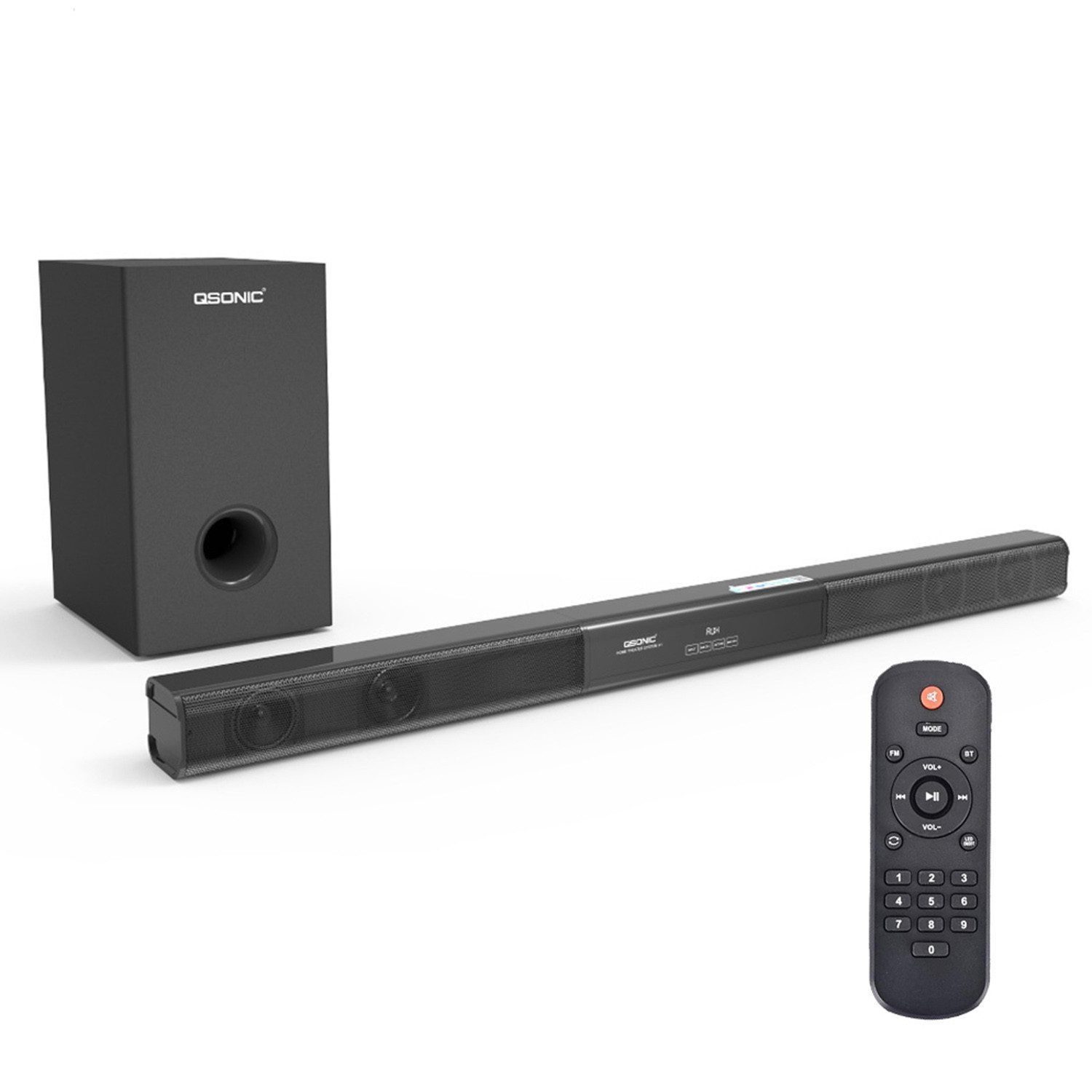 Fyrove für TV Geräte, Soundbar mit Subwoofer für Fernseher 2.1 Soundbar Soundbar 2.1 (Bluetooth/HDMI/AUX/Optisch/USB, 60 W, Fernbedienung und Wandmontage-Kit, Schlankes und Kompaktes Design)