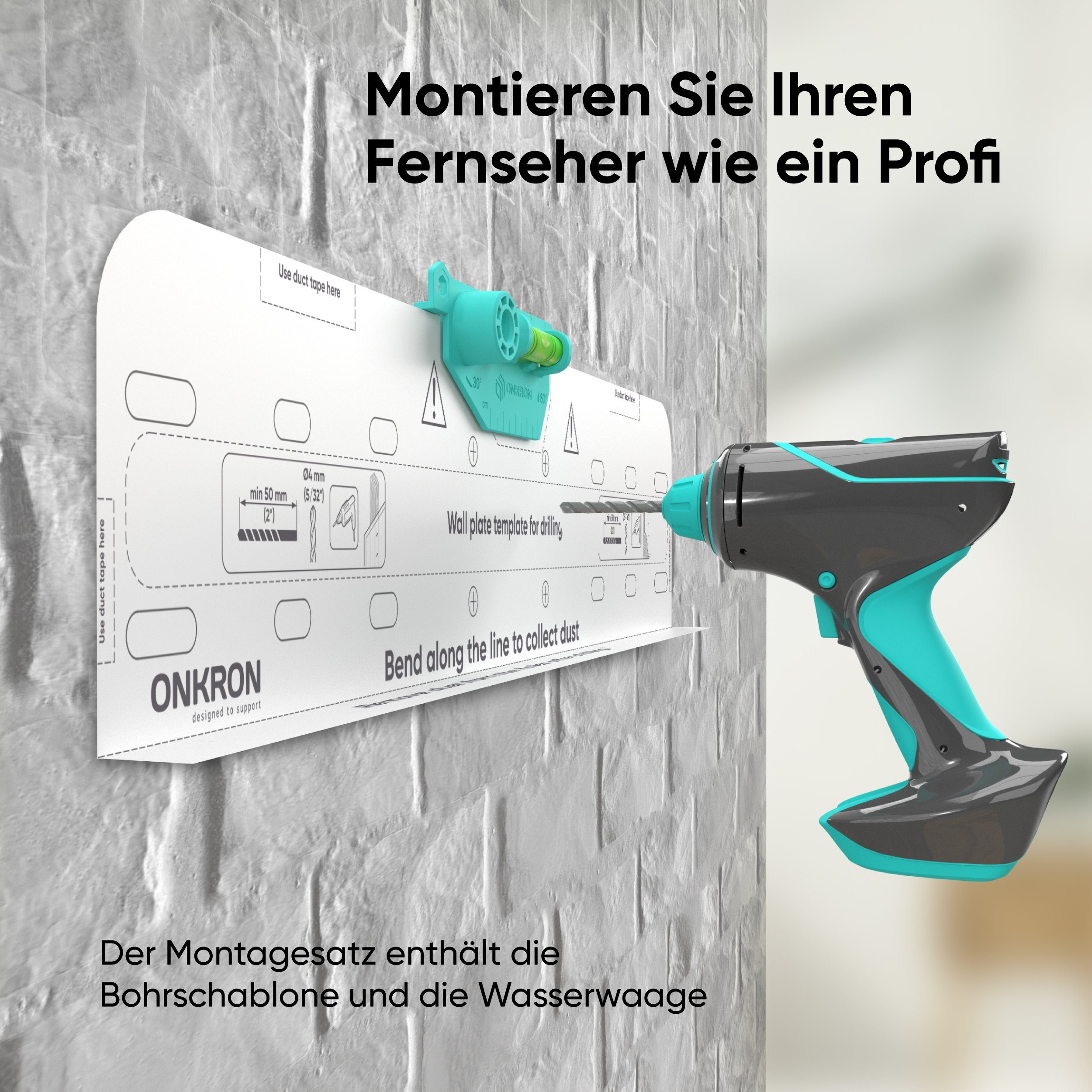 ONKRON TV-Wandhalterung 32-70 Zoll, bis 60 kg, VESA 75x75-400x400, TM5-B, (bis 70 Zoll, neigbar, dünn, flach, Click’n’Pull-System, Wasserwaage) – Bild 4 von 5