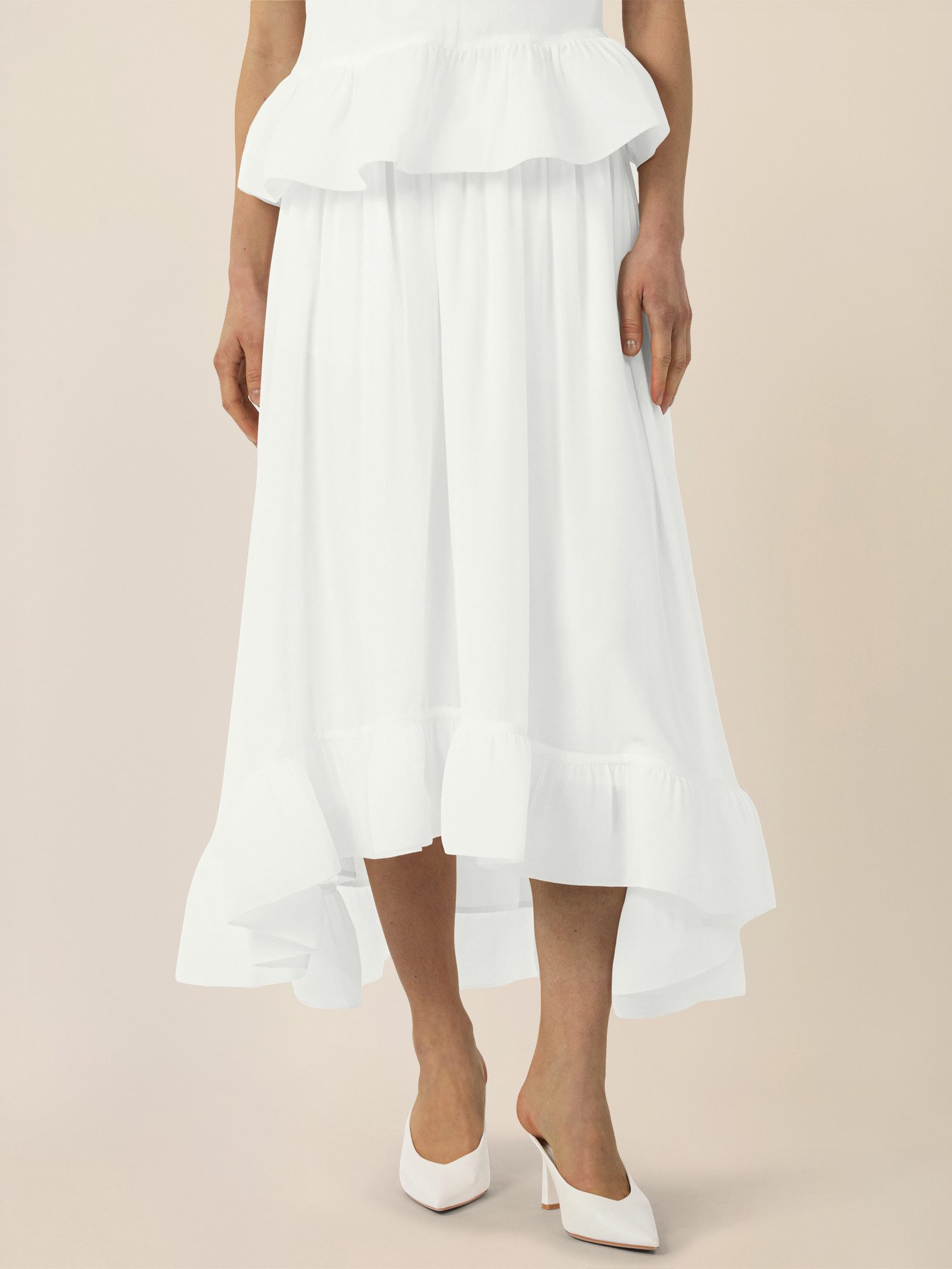 Apart Maxirock mit Volantsaum und High-Low-Schnitt