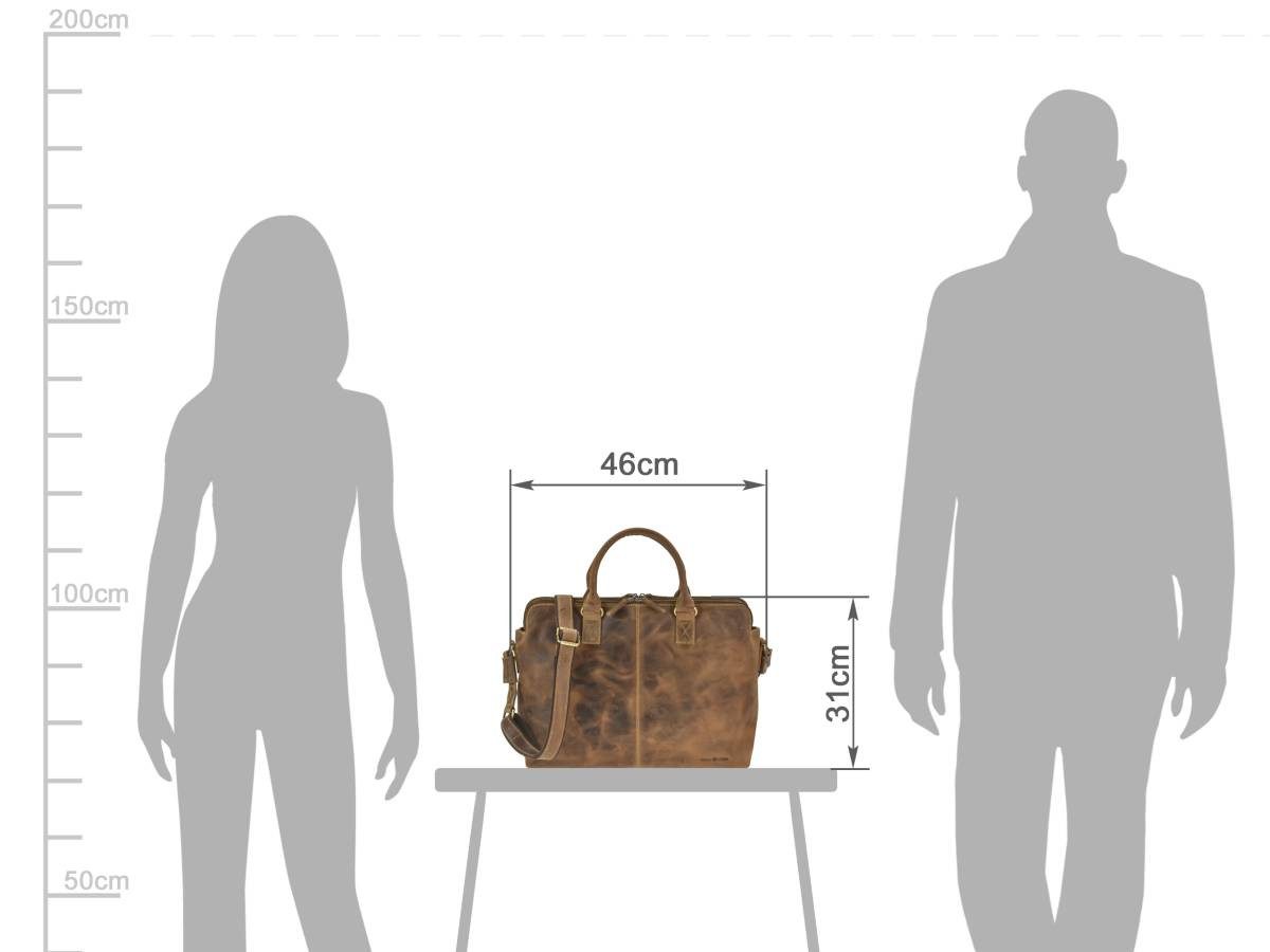 Greenburry Aktentasche "Vintage" Business Shopper 40x30cm antik braun, used Look, Businesstasche, für Herren, für Damen, antikbraun