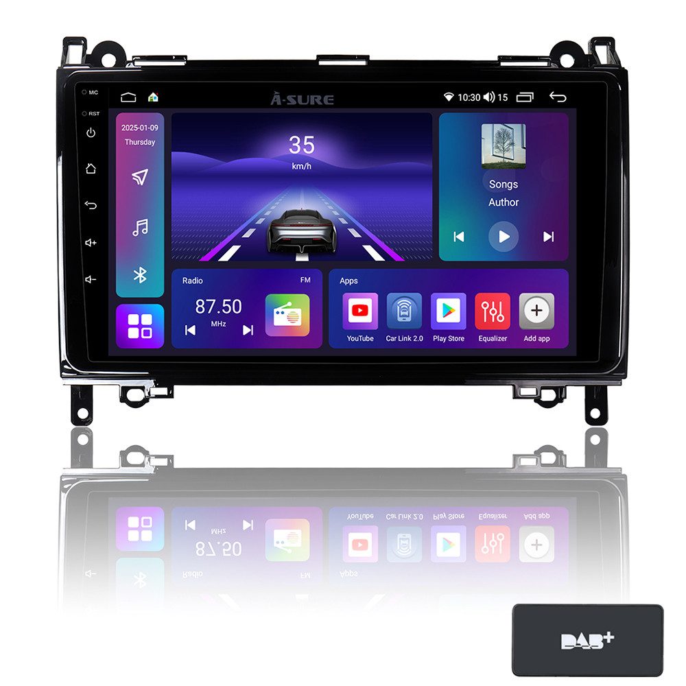 A-Sure 8-Core Android 15 Carplay Radio Für Mercedes-Benz A B Klasse W169 W245 Autoradio (Digitalradio (DAB), FM, AM, 1280*800 IPS Screen/8-Core CPU)