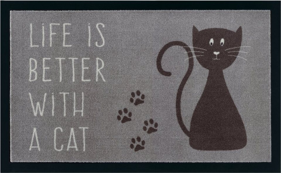 Fußmatte Katze, my home, rechteckig, Höhe: 5 mm, Rutschfest, Tiermotiv,  Cat, mit Spruch, Robust, Pflegeleicht