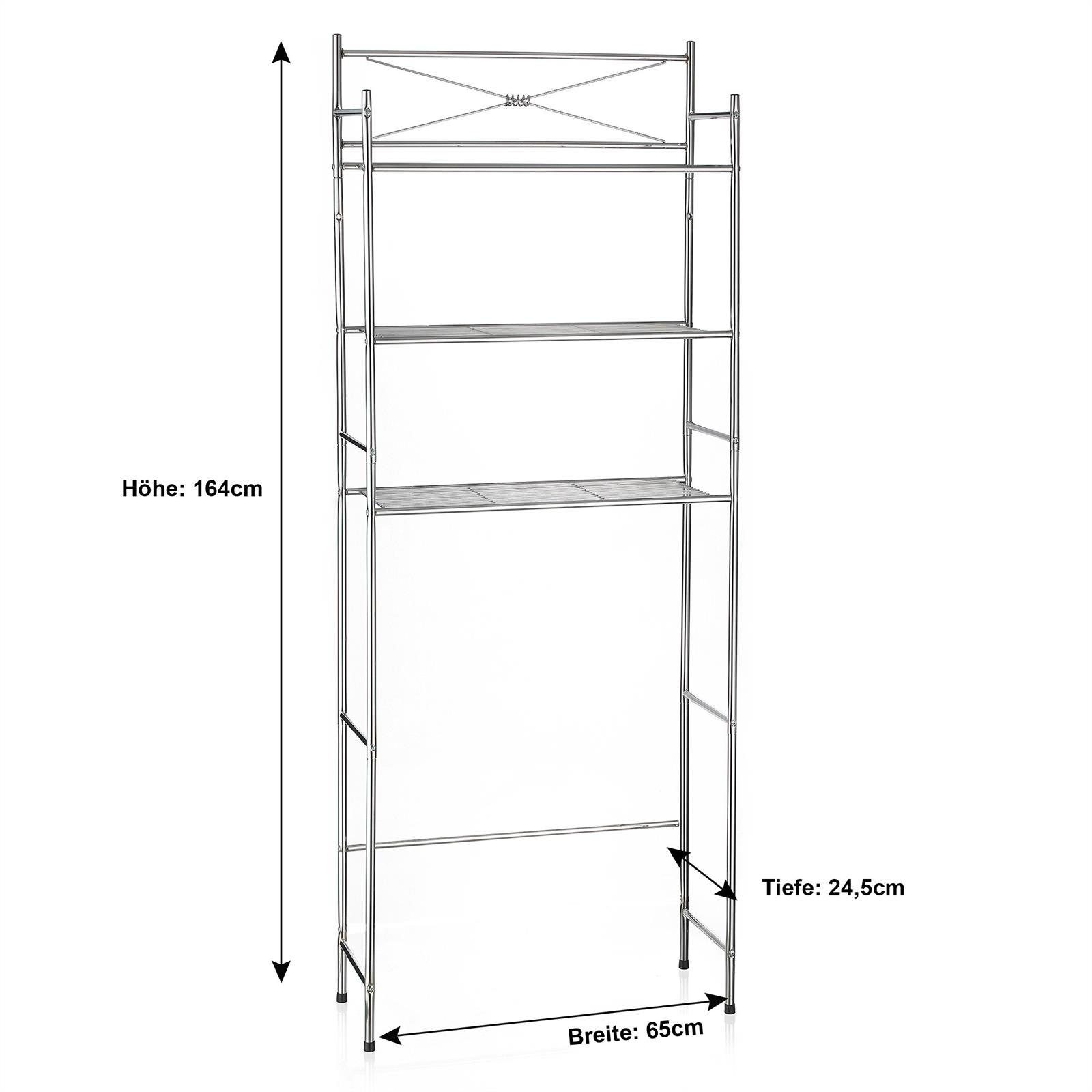 CARO-Möbel Standregal MARSA, Toilettenregal Re Bad WC Allzweck chrom Stand Waschmaschinenregal Badezimmer