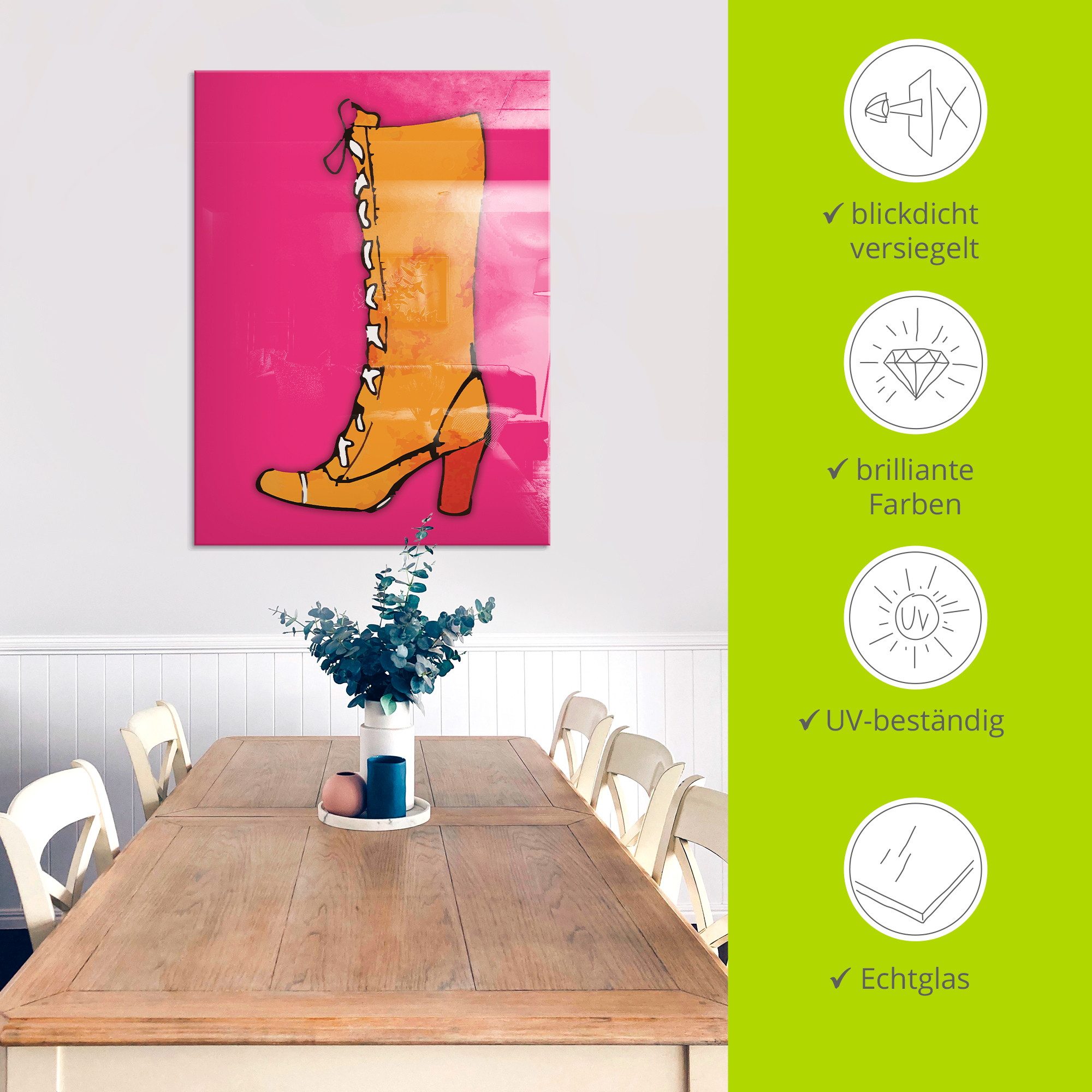 Artland Glasbild Stiefel, Fashion (1 St), in verschiedenen Größen