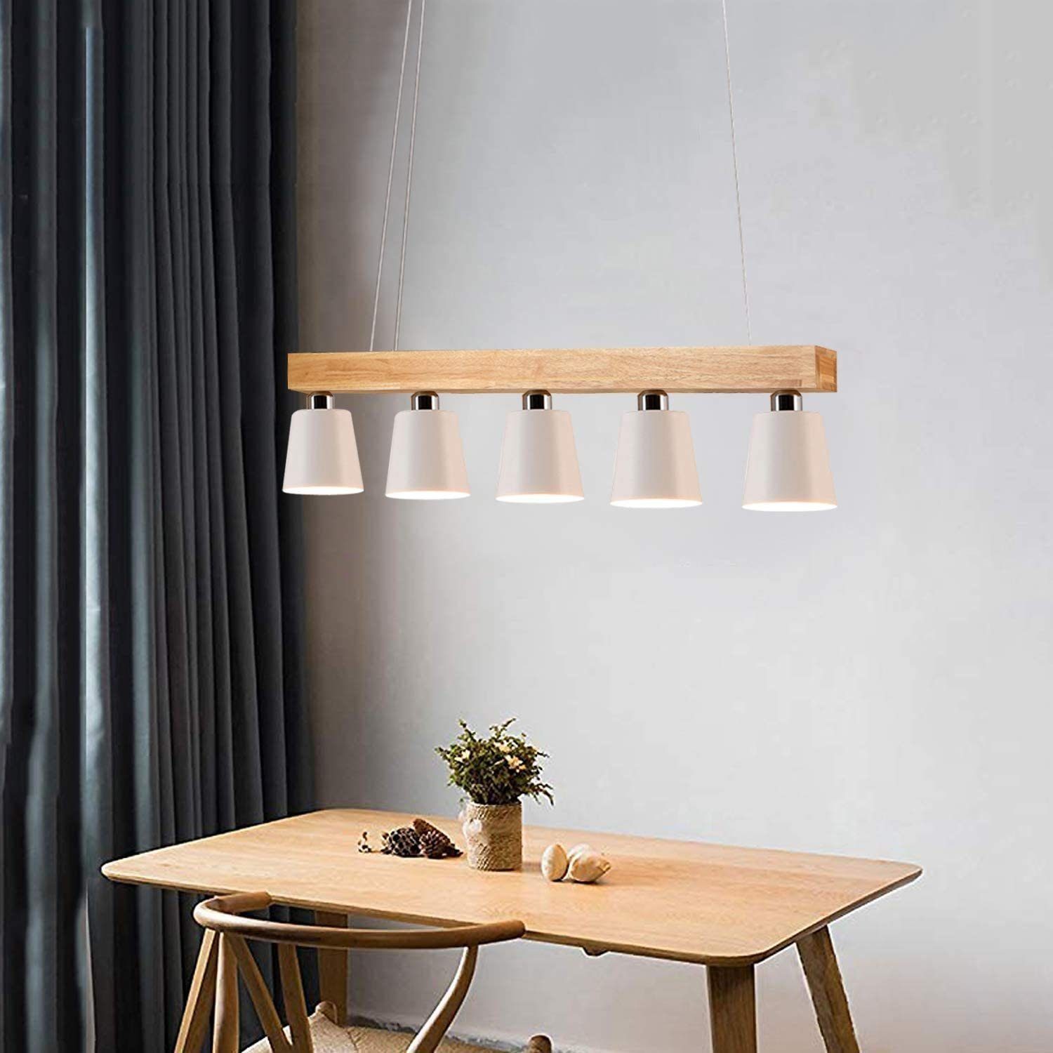 Nettlife Pendelleuchte Holz Weiß Esstisch 3/5 günstig online kaufen