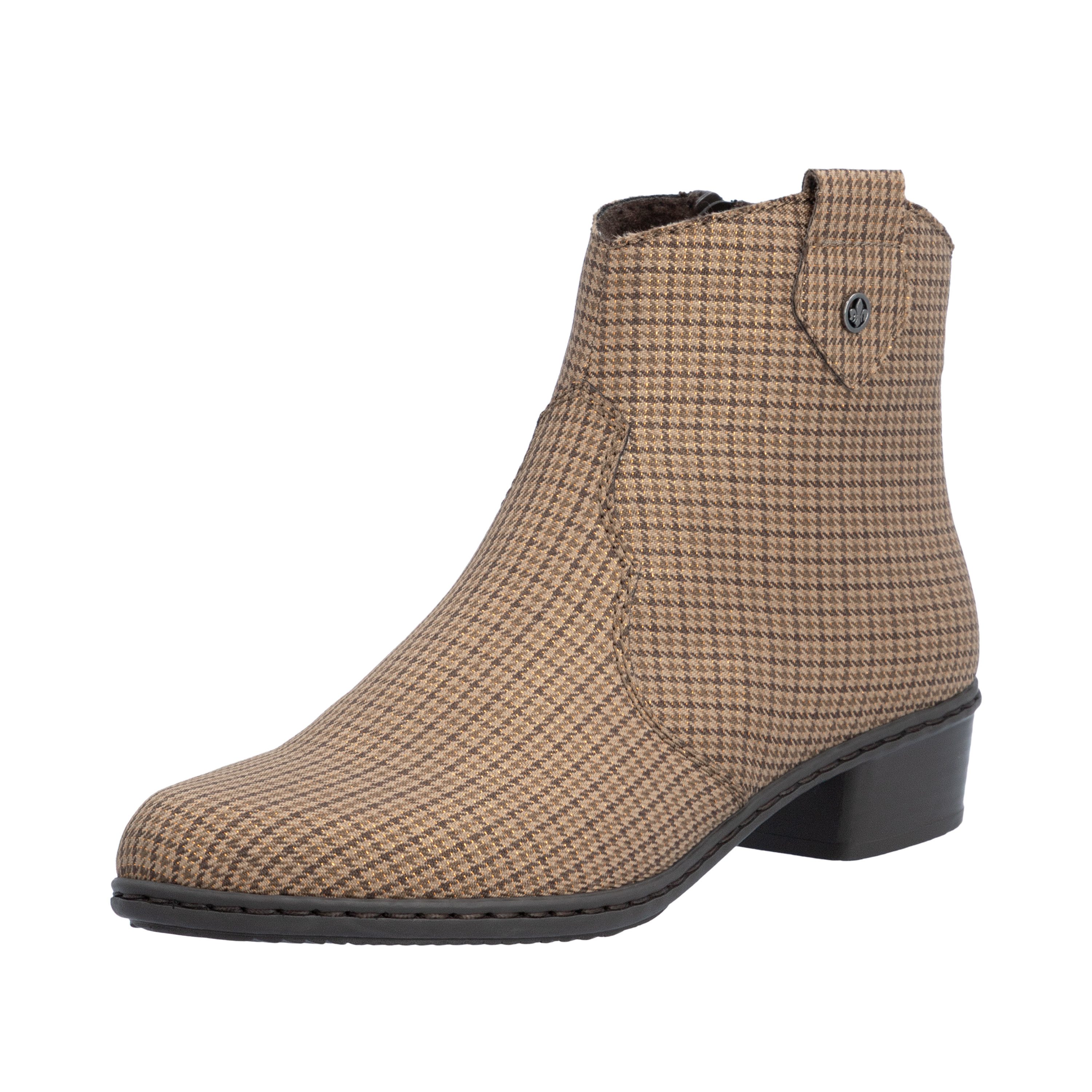 Rieker Stiefelette in karierter Optik, mit seitlichem Reißverschluss