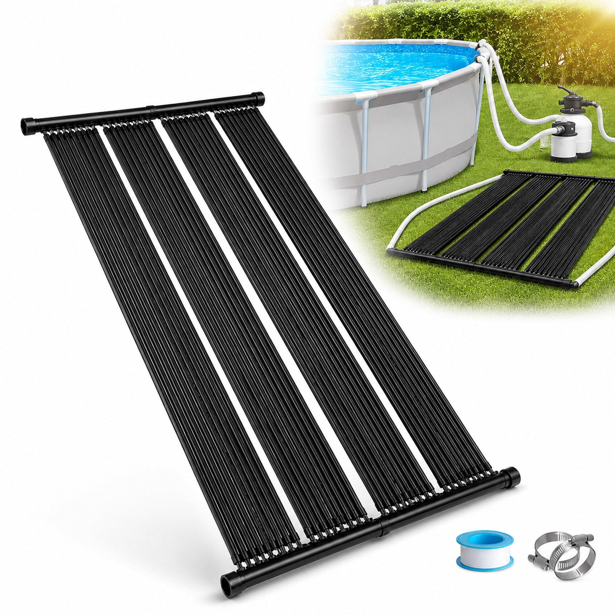 Mucola Pool-Wärmepumpe Solarheizung 305x80CM Poolheizung Wärmeplane Schwimmbadheizung (Stück, 1 tlg., Solarpaneel), Beliebig erweiterbar