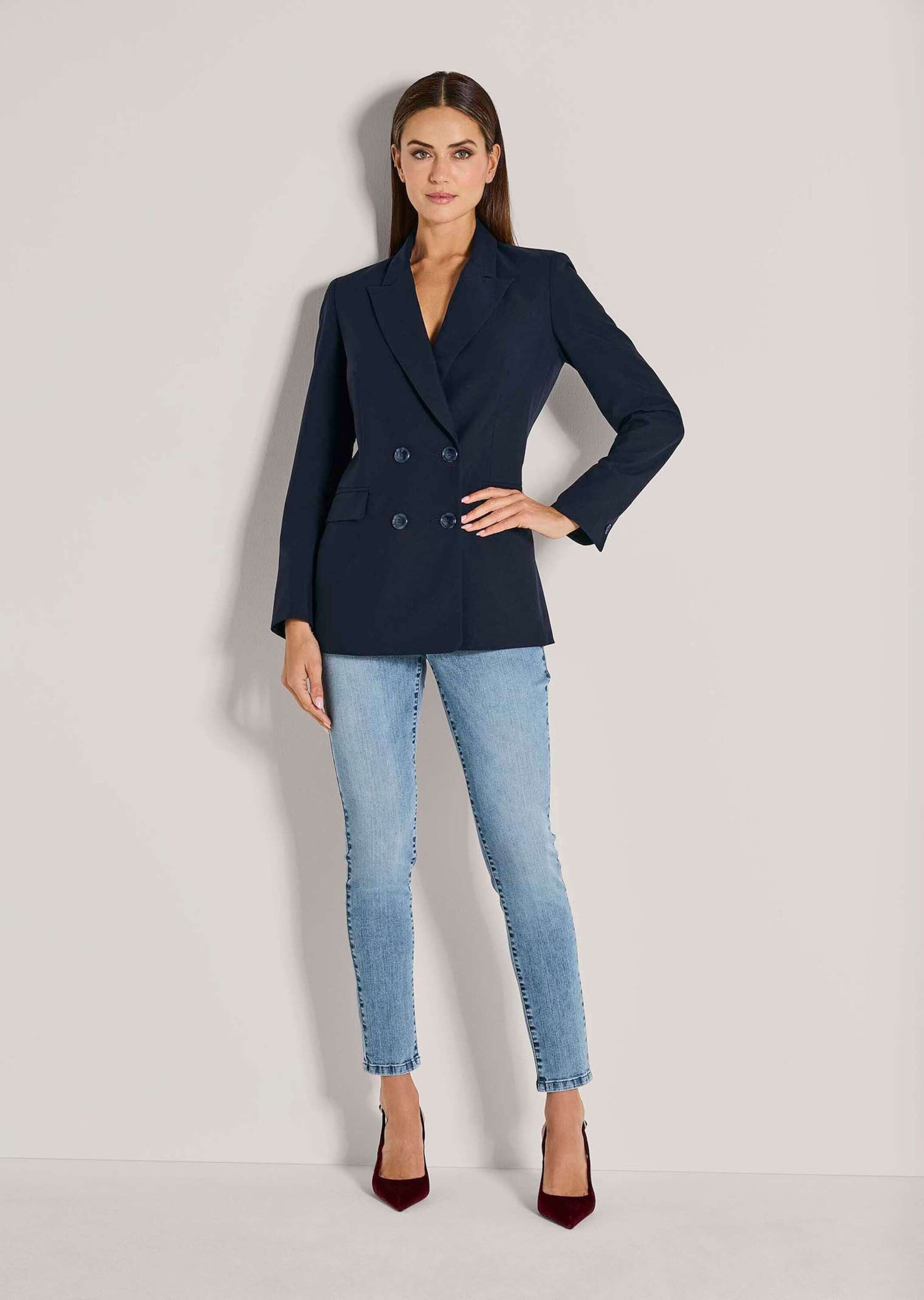 MADELEINE Kurzblazer Zweireihiger Longblazer mit Futter