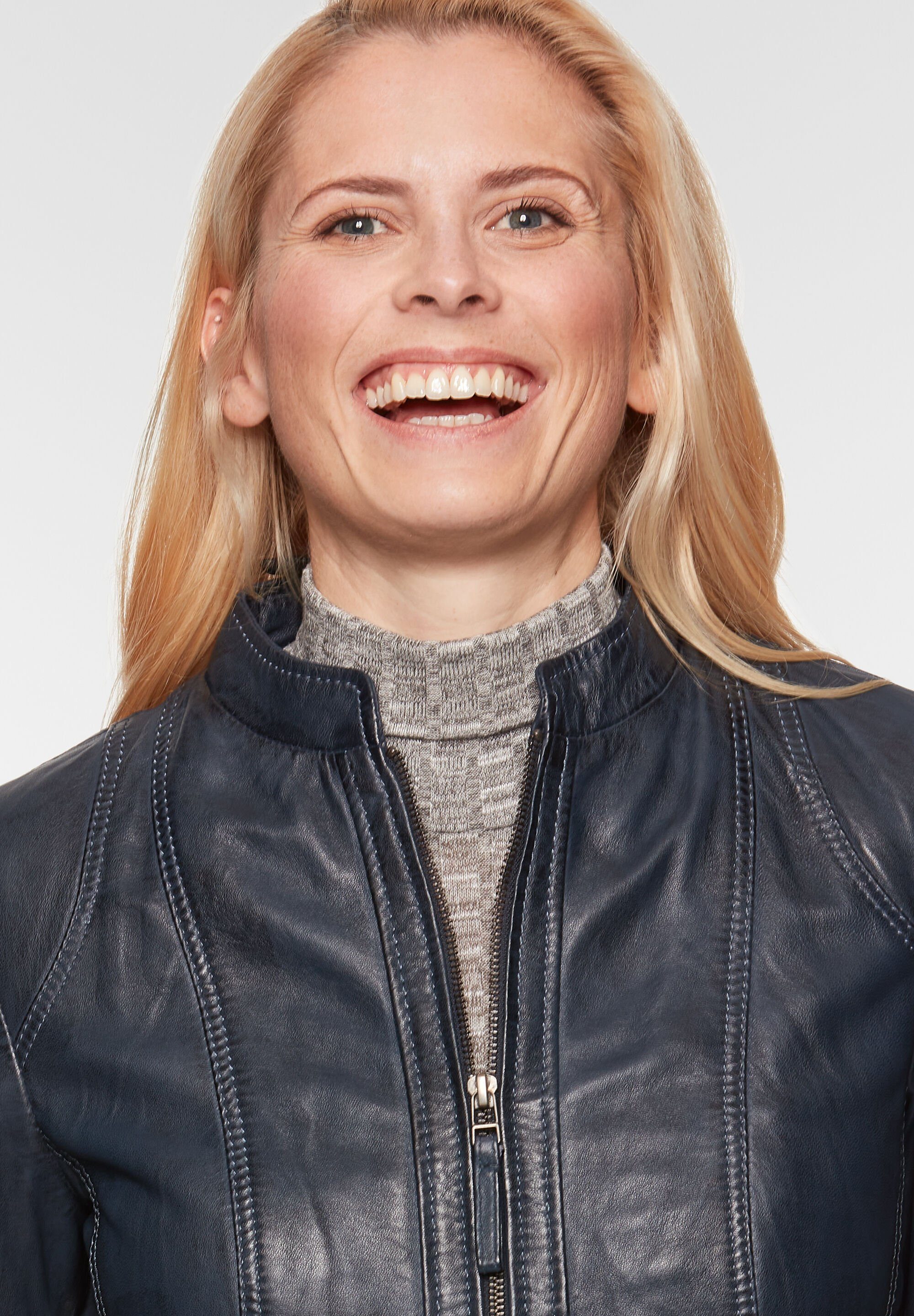 7eleven Lederjacke SEAMERA (1-St) mit Ziernähten