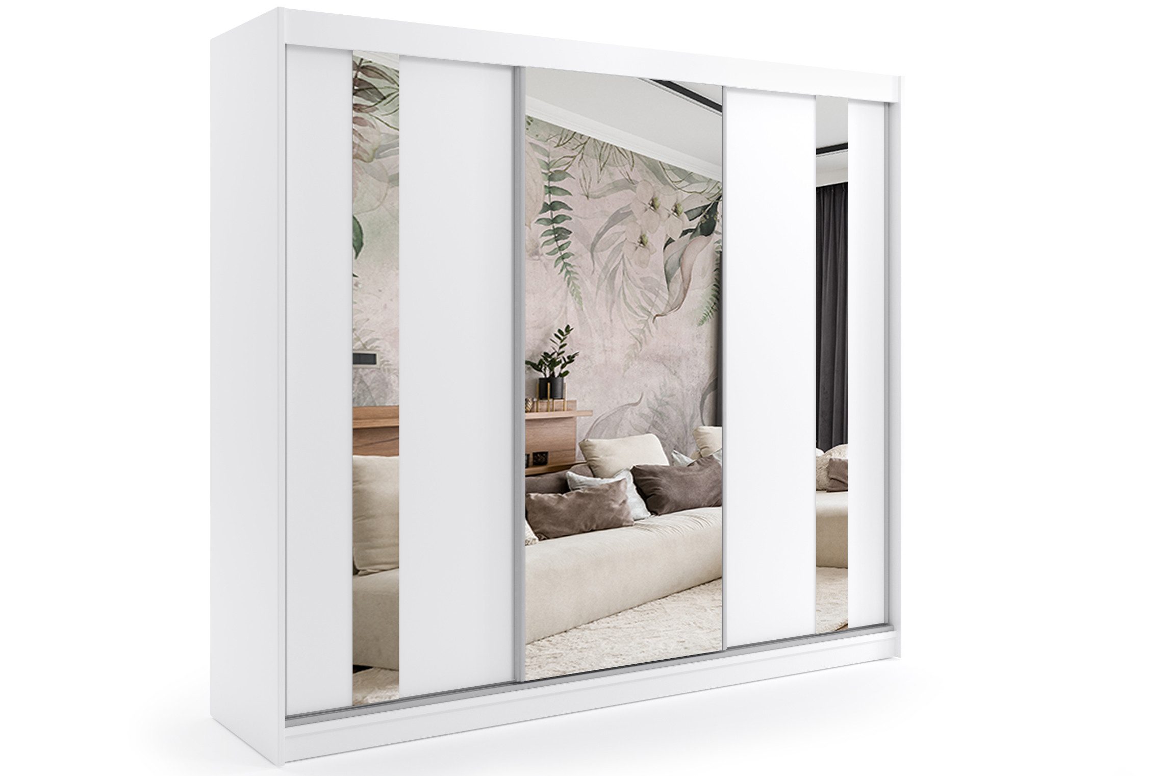 ALTDECOR Schiebetürenschrank GRACE (Kleiderschrank Garderobenschrank mit viel Stauraum Moderner Schrank) Spiegel Spiegeltüren Vielseitiger Schwebetürenschrank L – Bild 2 von 5