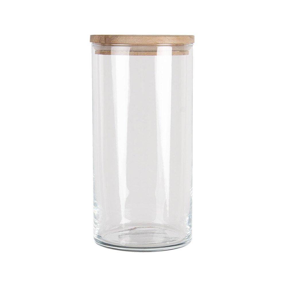 Clayre & Eef Vorratsglas mit Vorratsdose 1210ml Glasdose Holzdeckel Glas braun aus FARMSTYLE